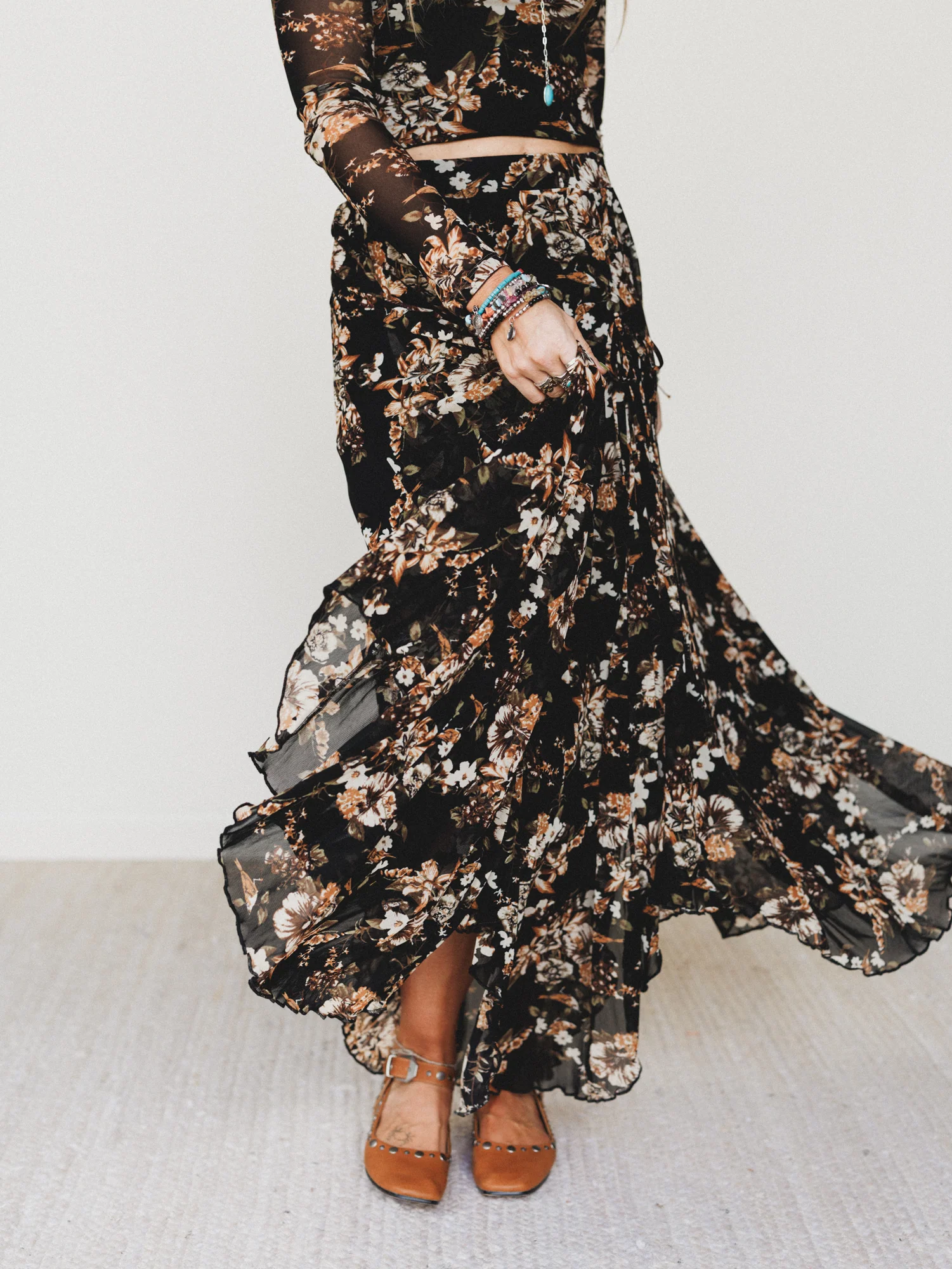 Let It Layer Floral Skirt - Black - Image 6