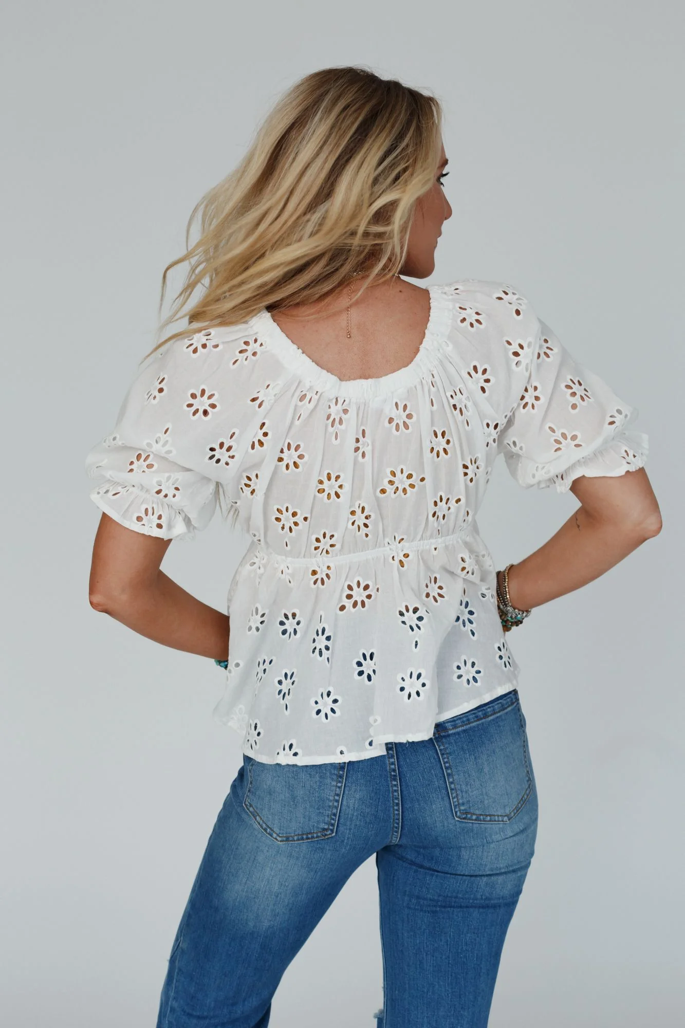 Let Love Embroidered Top - White - Image 3