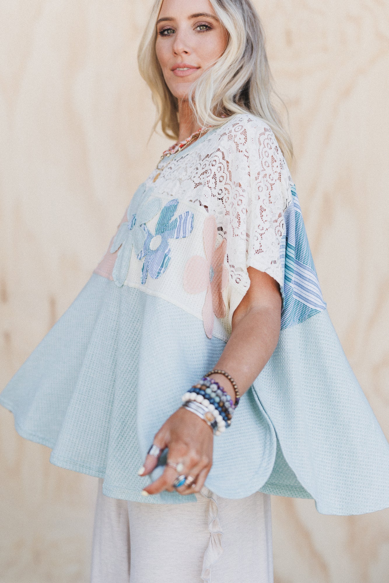 Live The Moment Mix Lace Top - Sage - Image 2