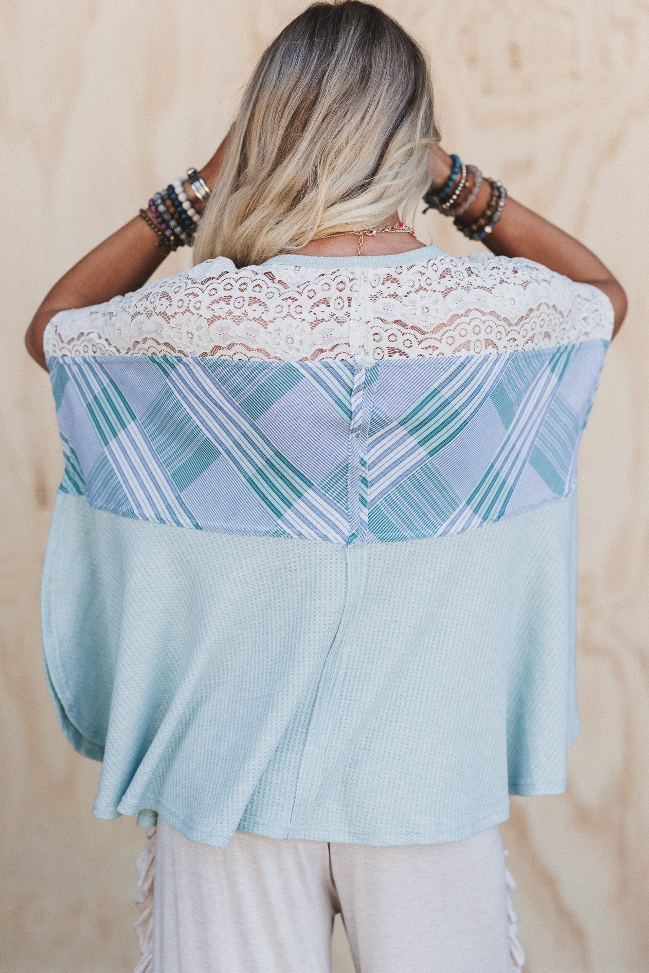 Live The Moment Mix Lace Top - Sage - Image 4
