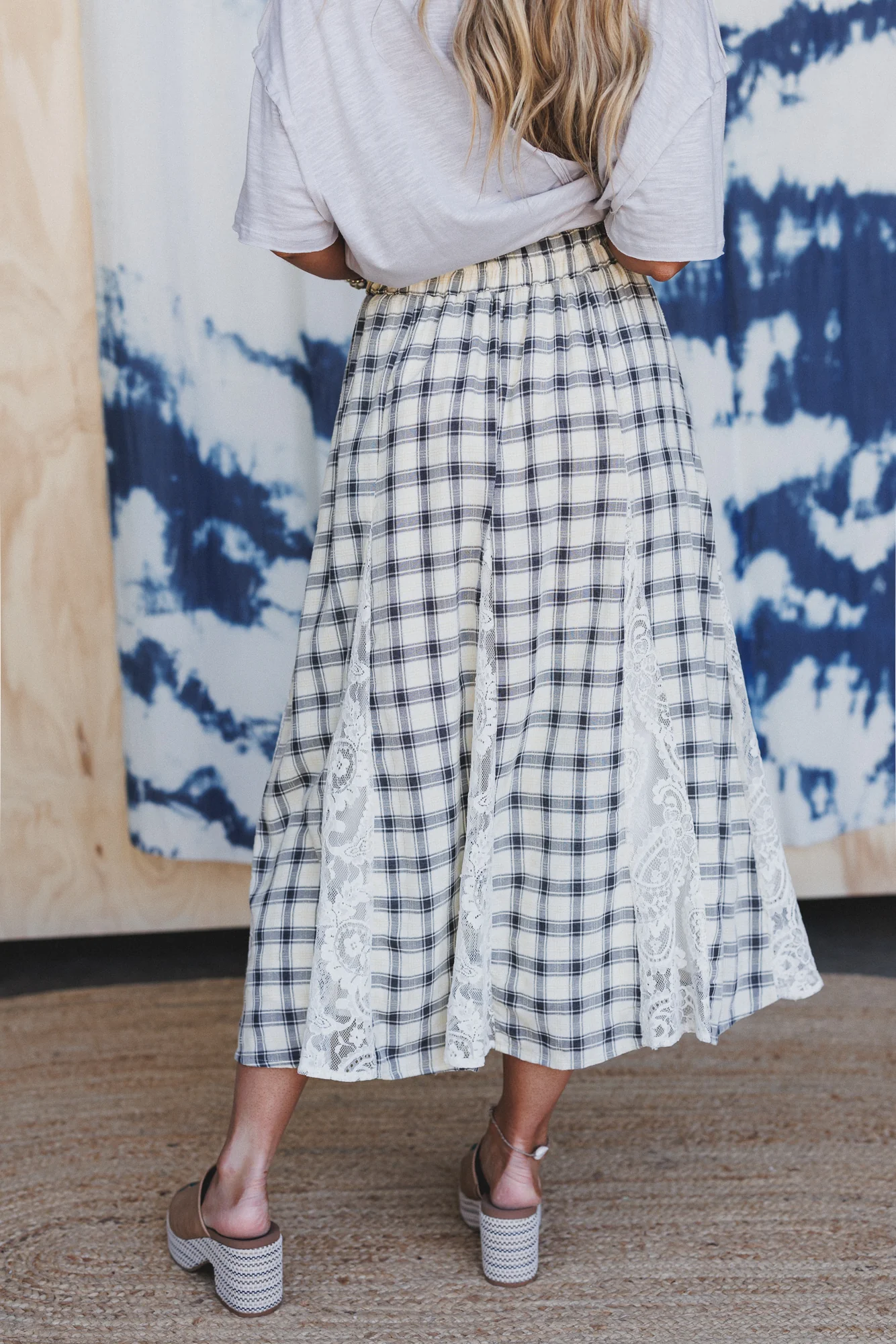 Long Lost Lace Plaid Maxi Skirt - Cream - Image 6
