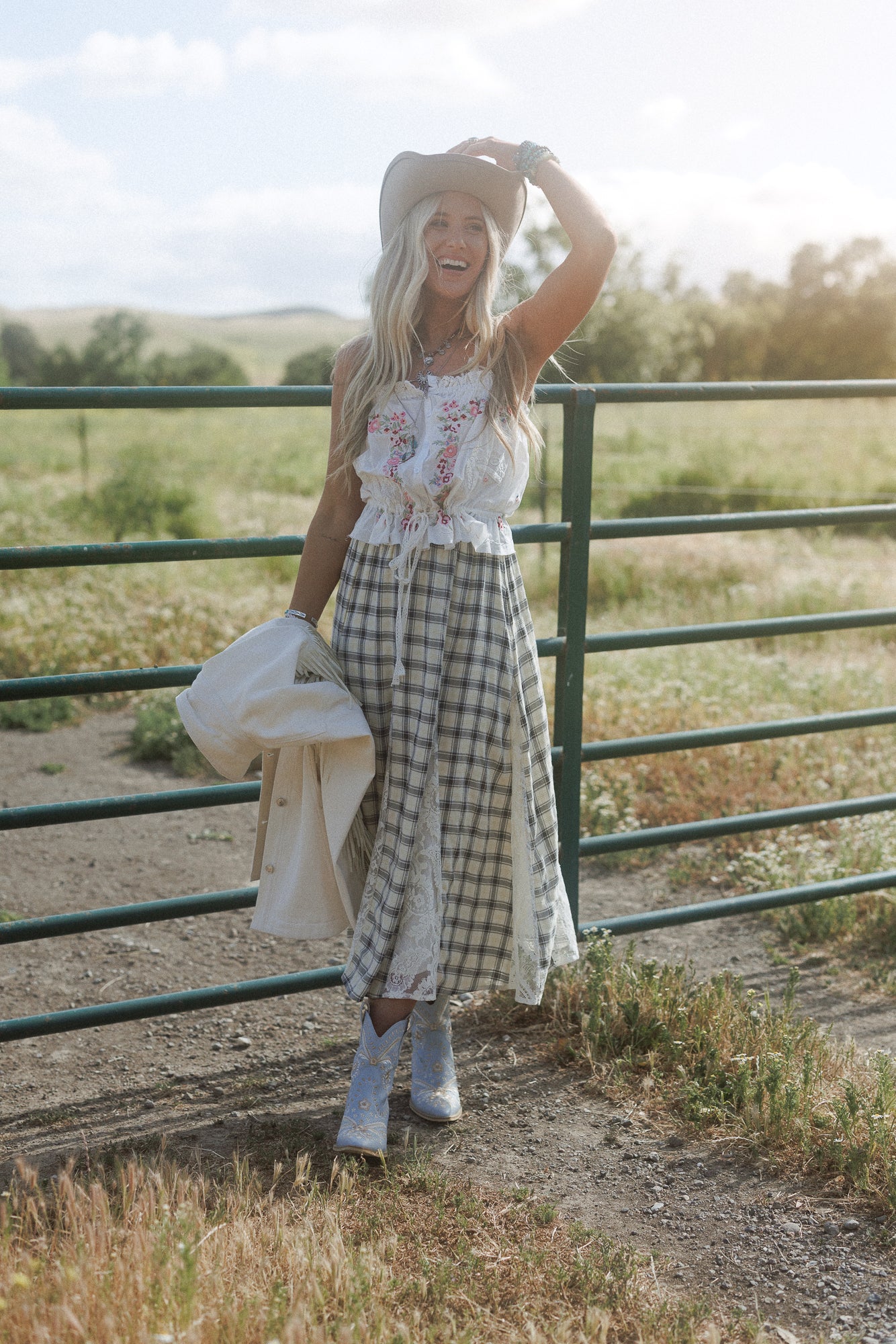 Long Lost Lace Plaid Maxi Skirt - Cream - Image 7