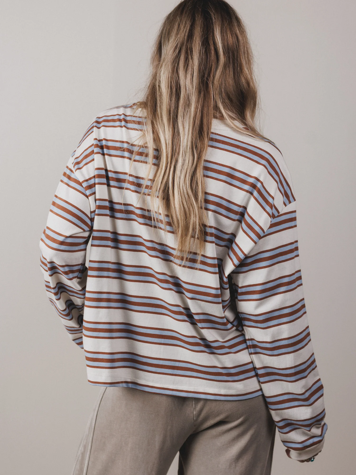 Long Sleeve Striped Top - Blue - Image 3
