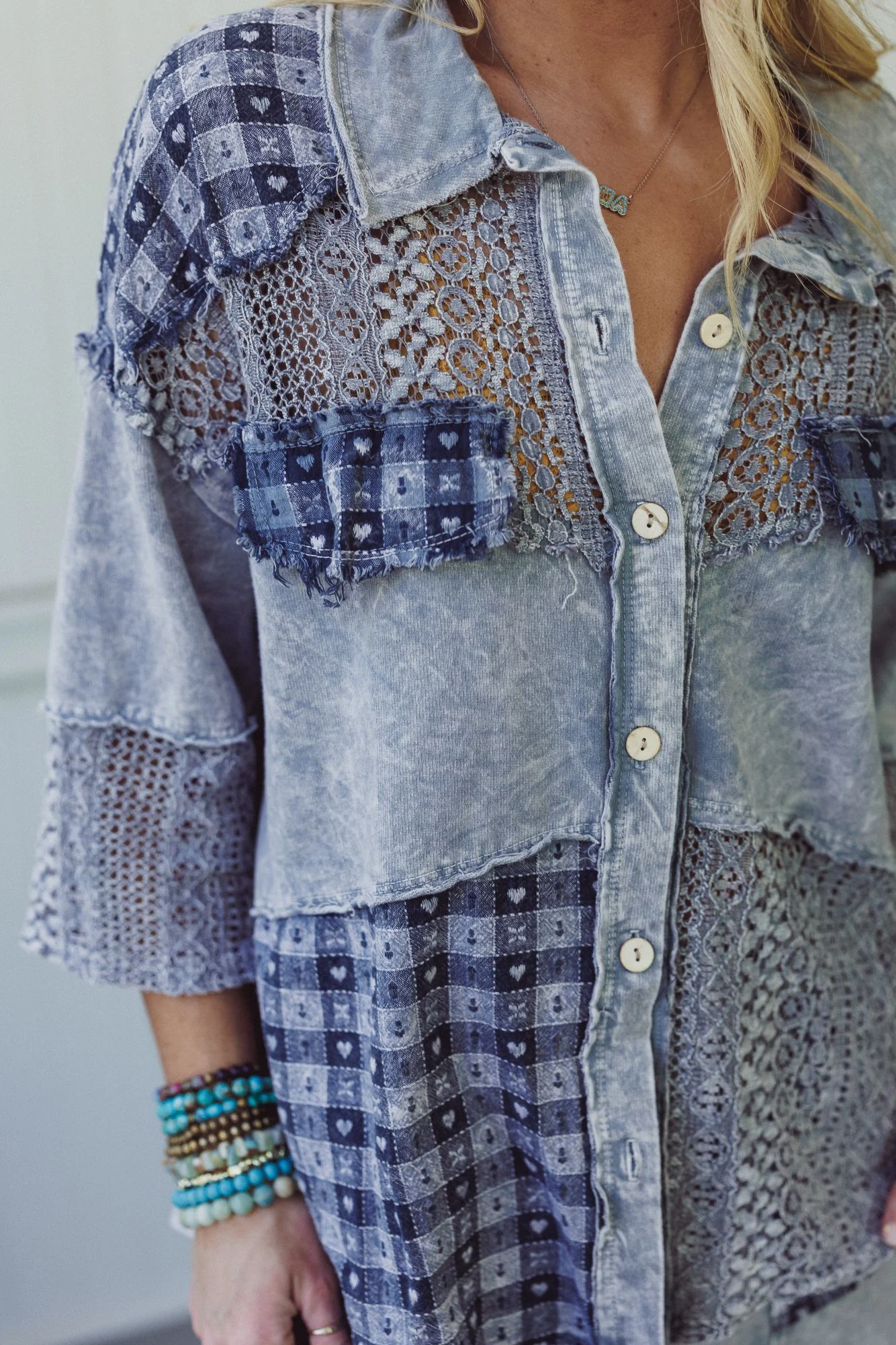 Lost In Love Button Down Top - Grey - Image 2