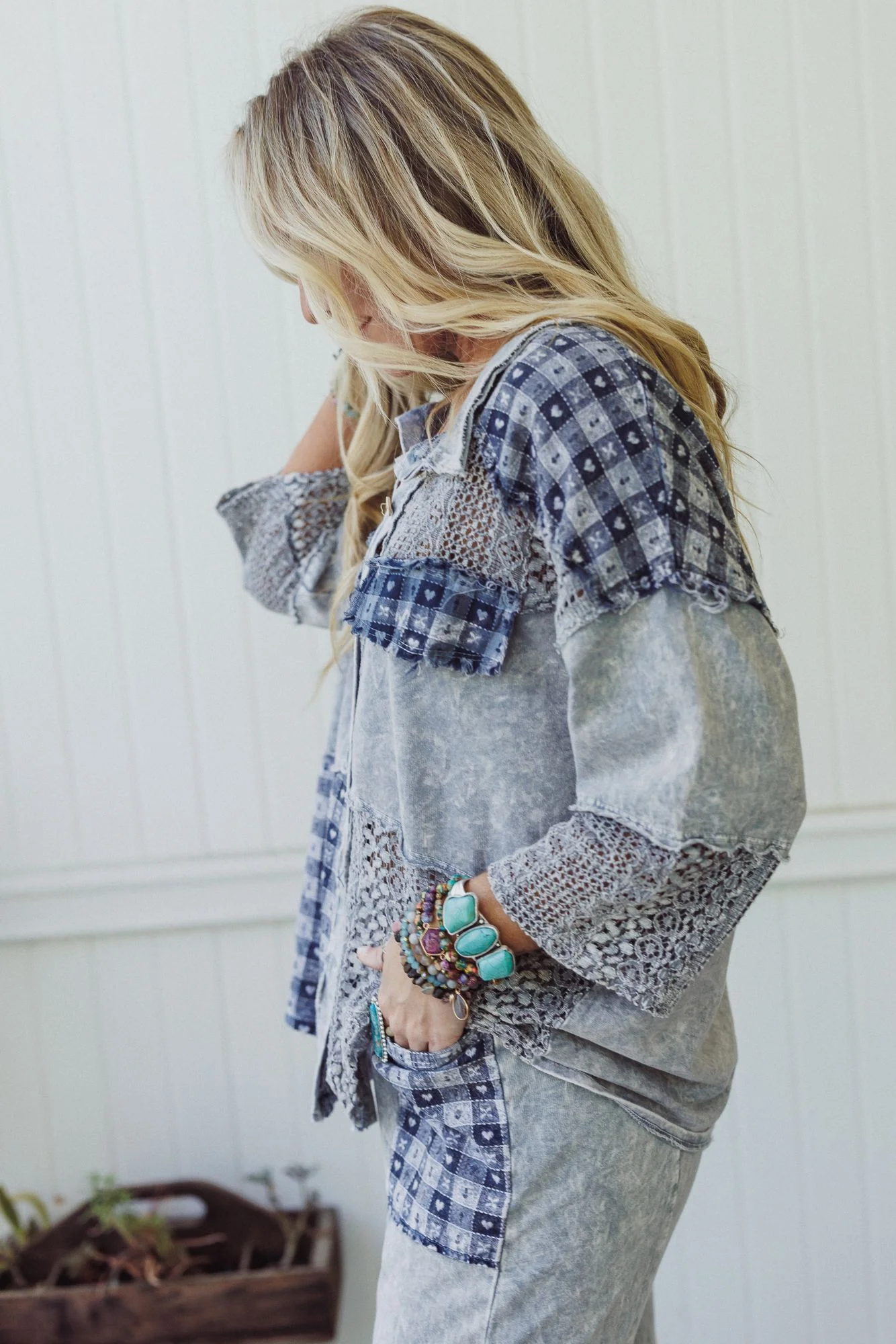 Lost In Love Button Down Top - Grey - Image 4