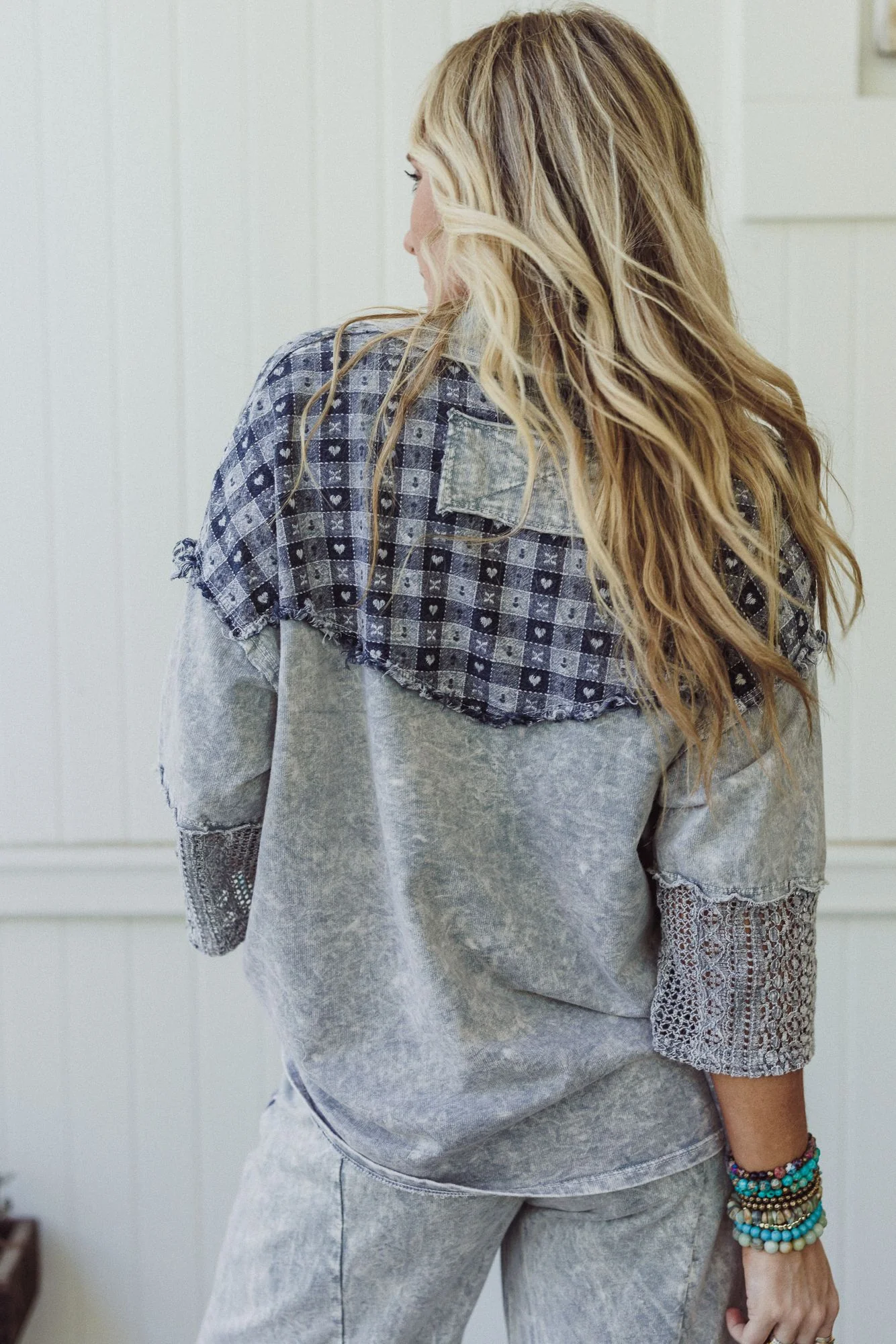 Lost In Love Button Down Top - Grey - Image 5
