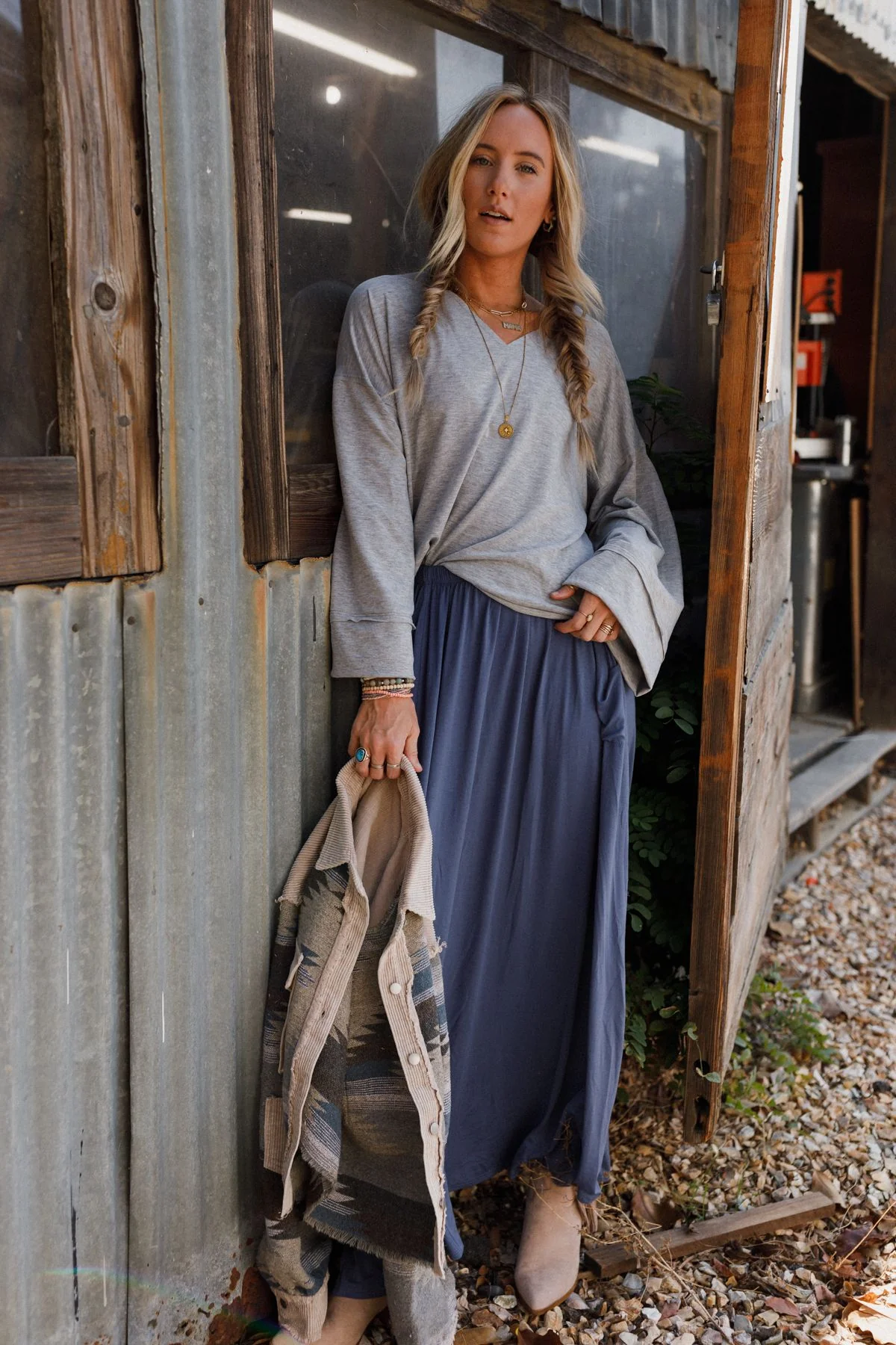 The Nest Love It V Neckline Sweater Top - Heather Gray - Image 3