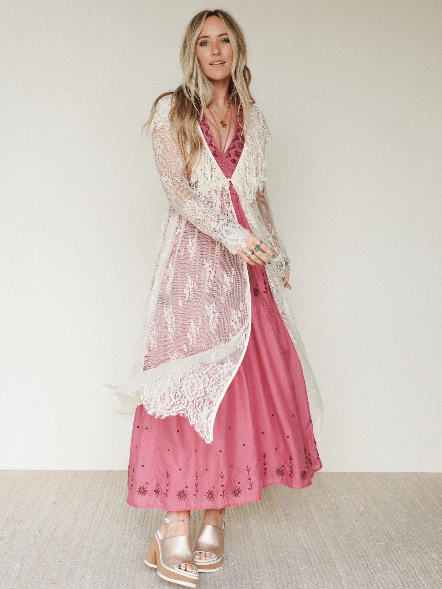 Love Letters Baroque Lace Duster - Cream - Image 2