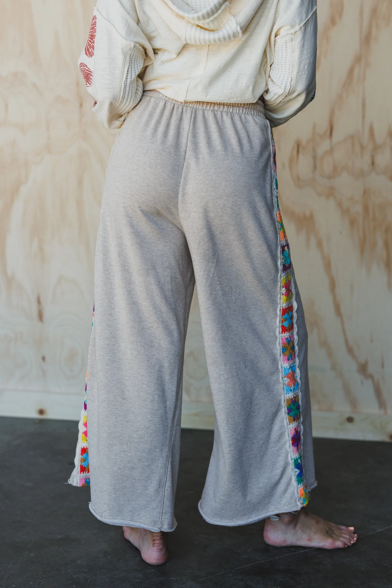 The Nest Love Seeker Crochet Panel Pants - Oatmeal - Image 5