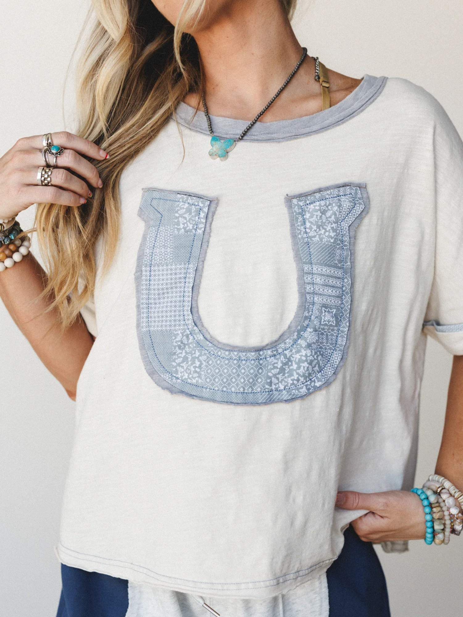 Lucky Horses Tee - Blue - Image 4