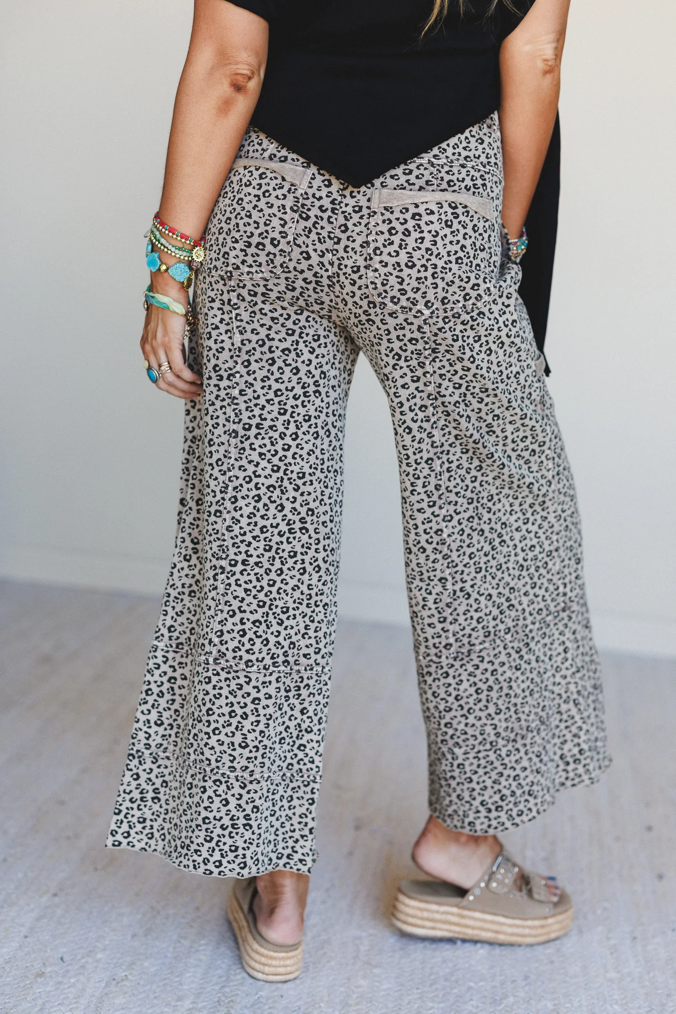Lucky One Animal Print Wide Leg Pants - Mocha - Image 5
