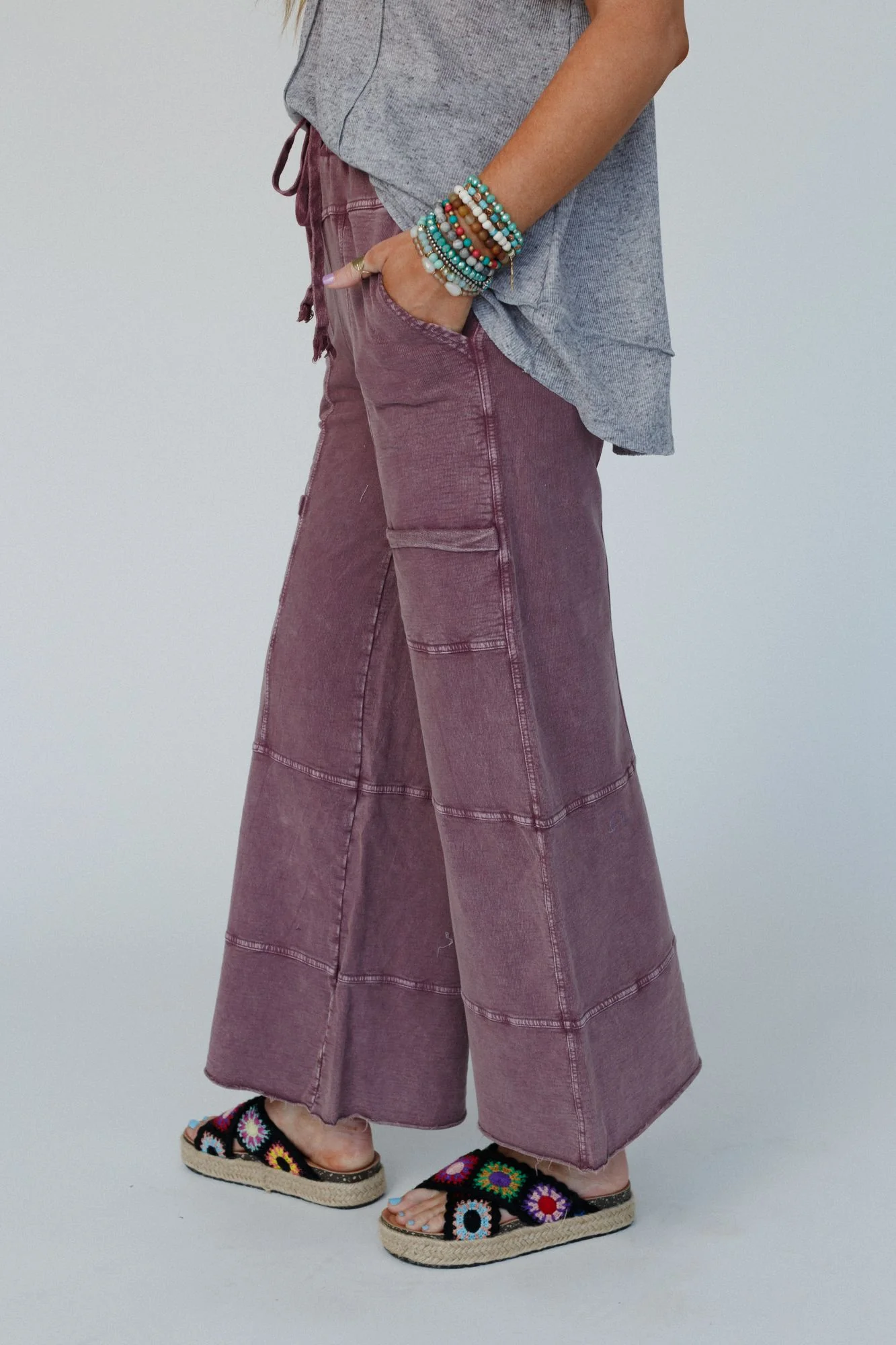 Lucky One Wide Leg Full Pant - Plum - Pre Order - Image 2