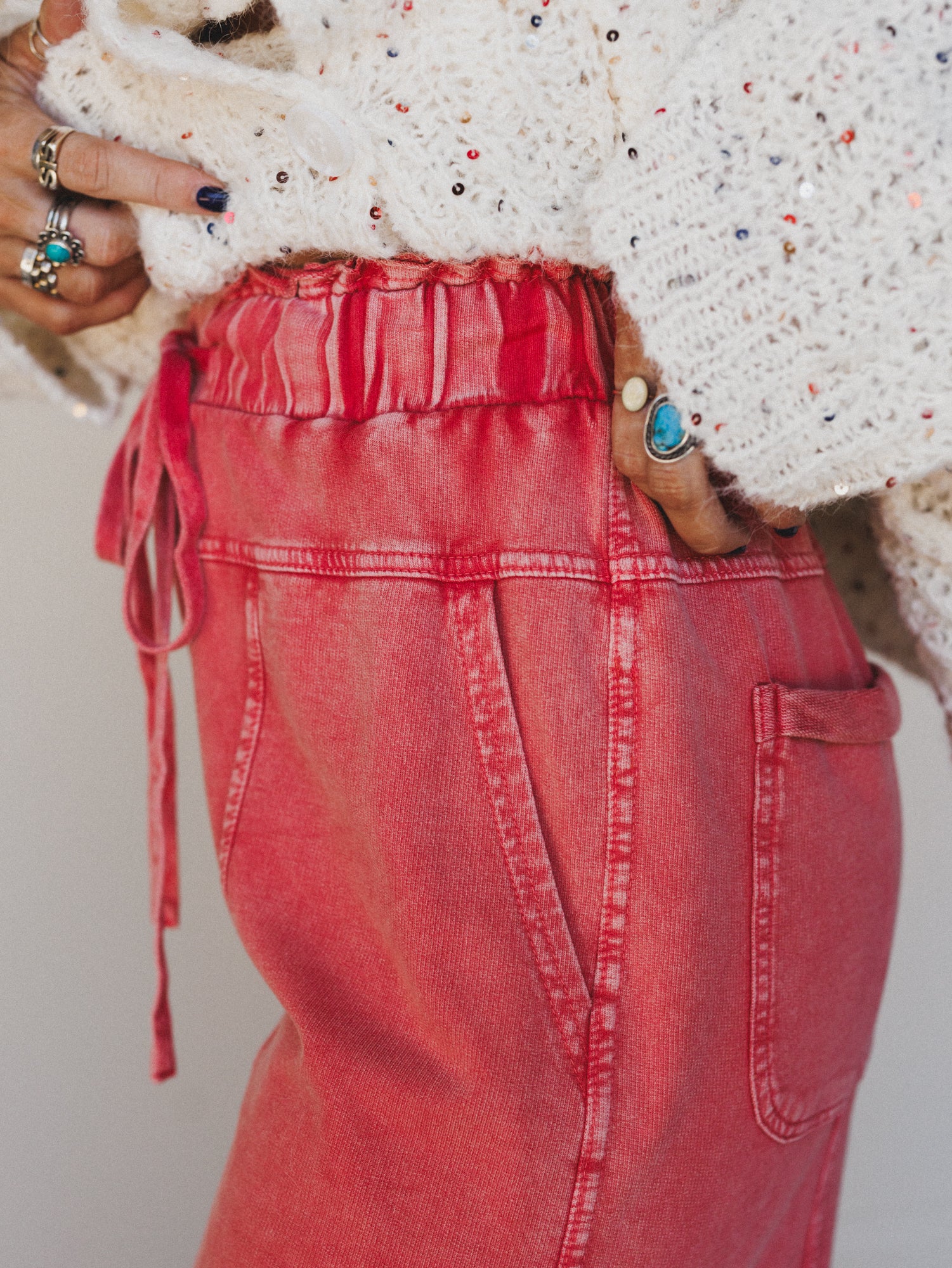 Lucky One Wide Leg Full Pant - Red - Image 3