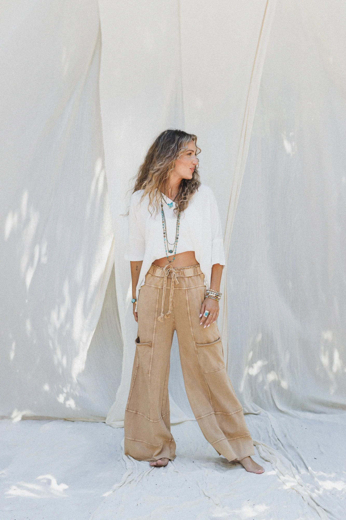 Lucky One Wide Leg Pant - Camel - Pre Order