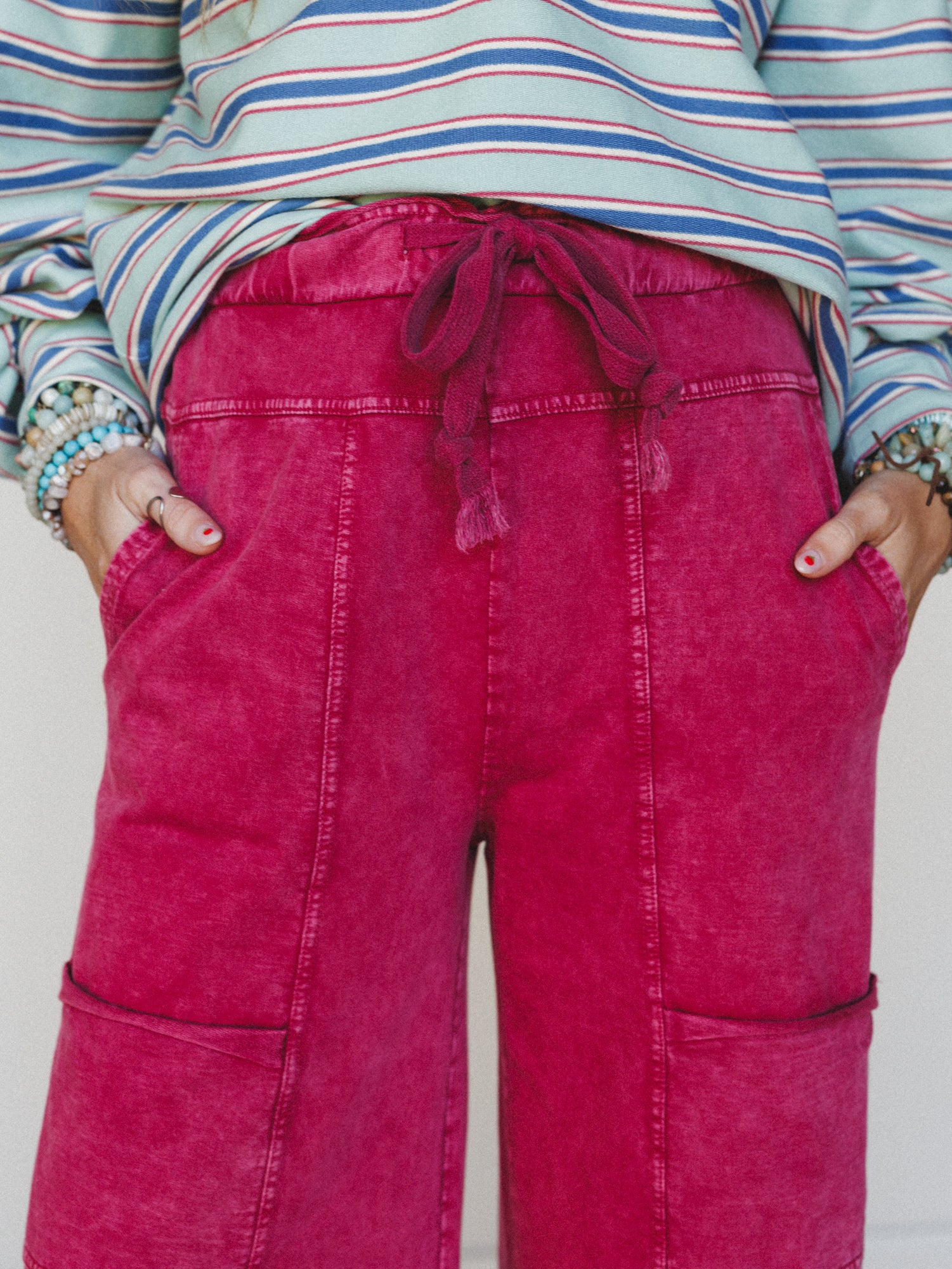 Lucky One Wide Leg Pant - Burgundy - Image 3