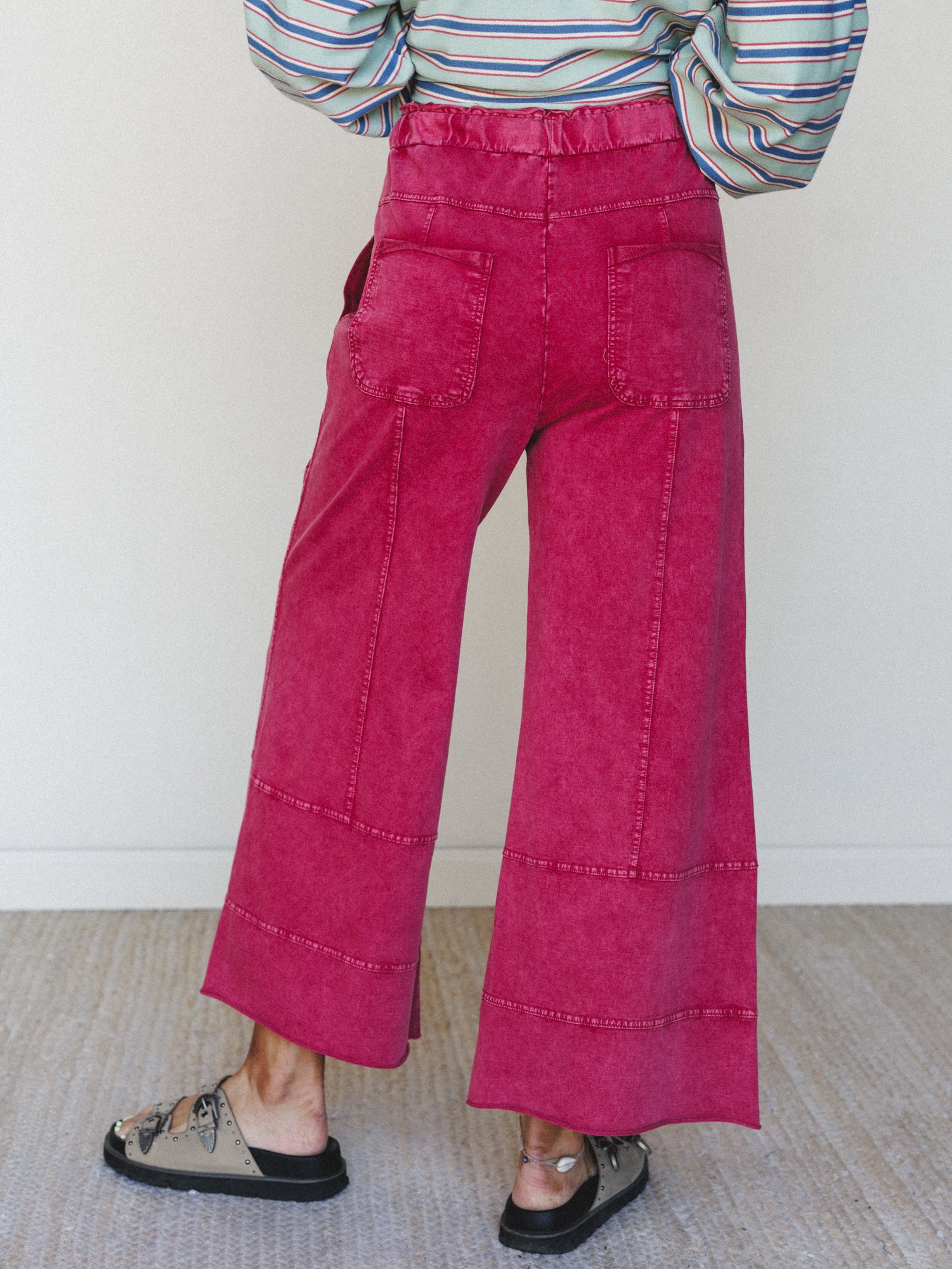 Lucky One Wide Leg Pant - Burgundy - Image 5
