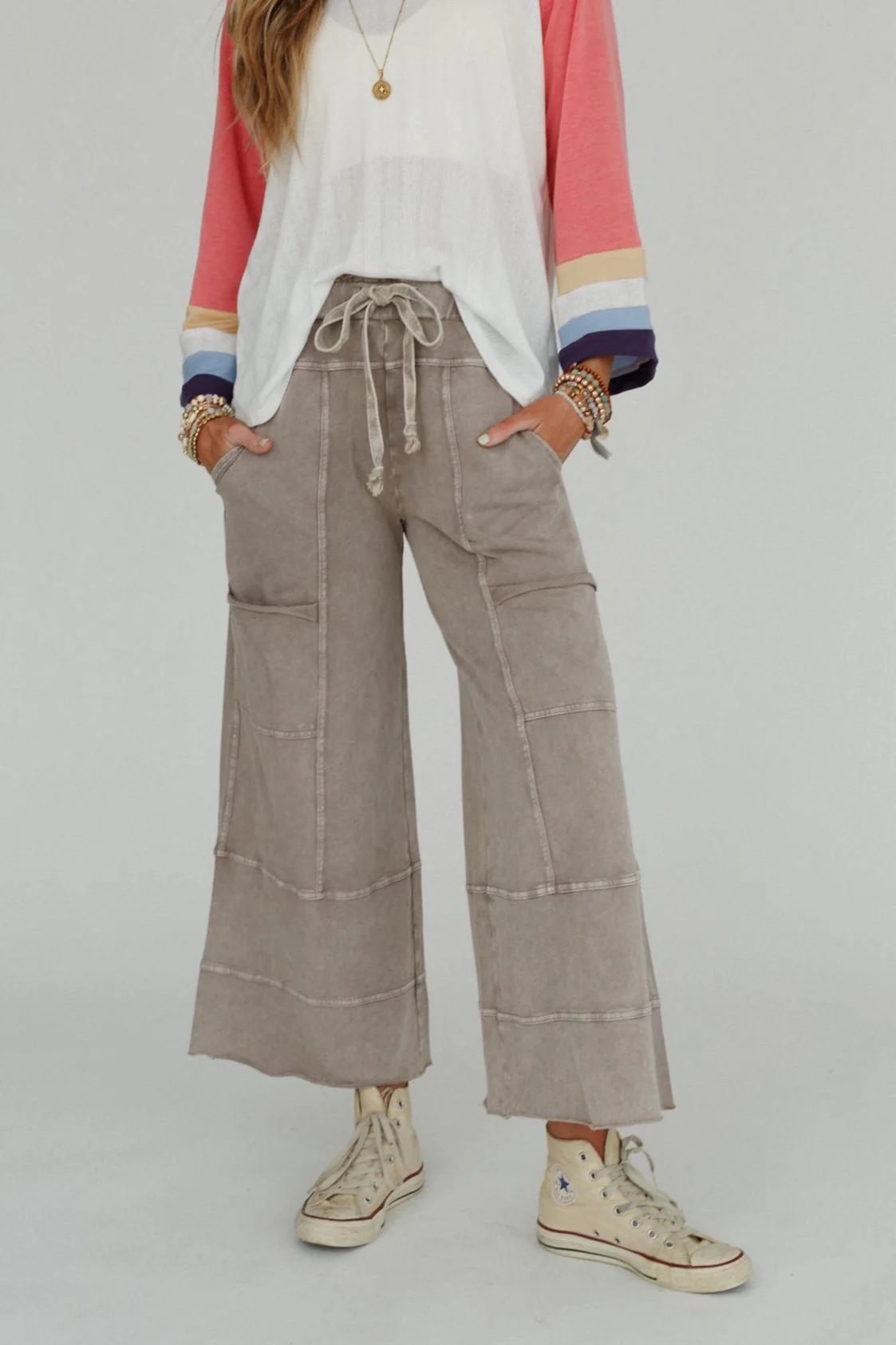Lucky One Wide Leg Pant - Mocha - Pre Order