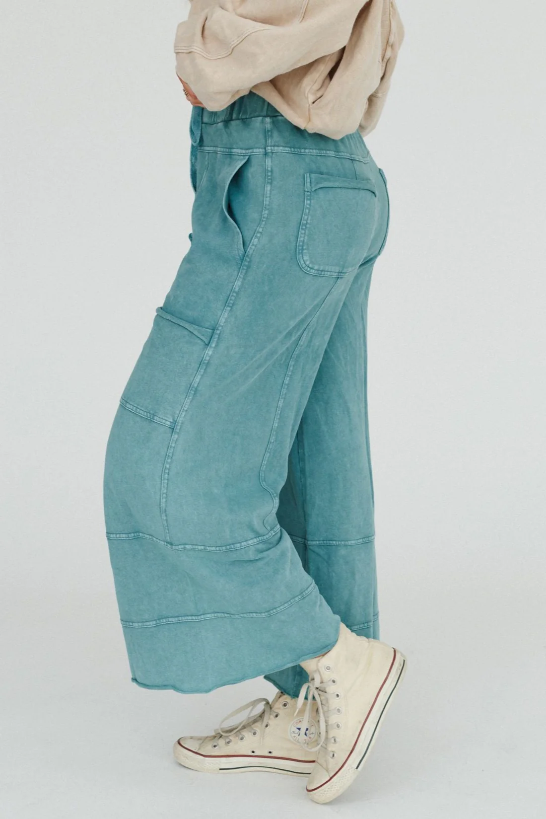 Lucky One Wide Leg Pant - Teal - Image 3