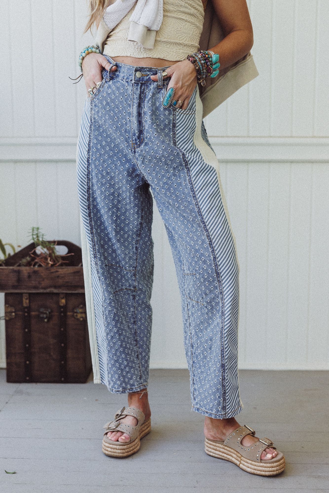 Luna Textured Pants - Denim - Image 6