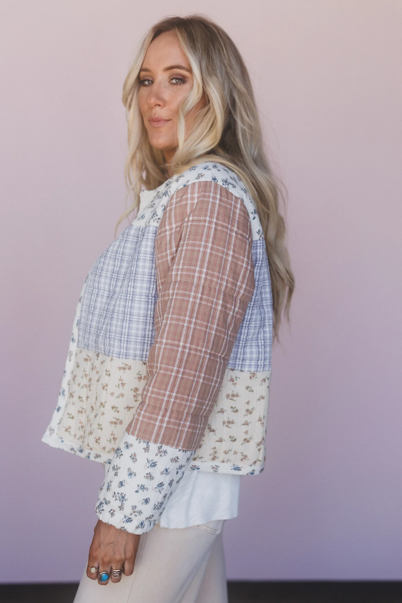 Lush Fields Contrast Shacket - Ivory - Image 3