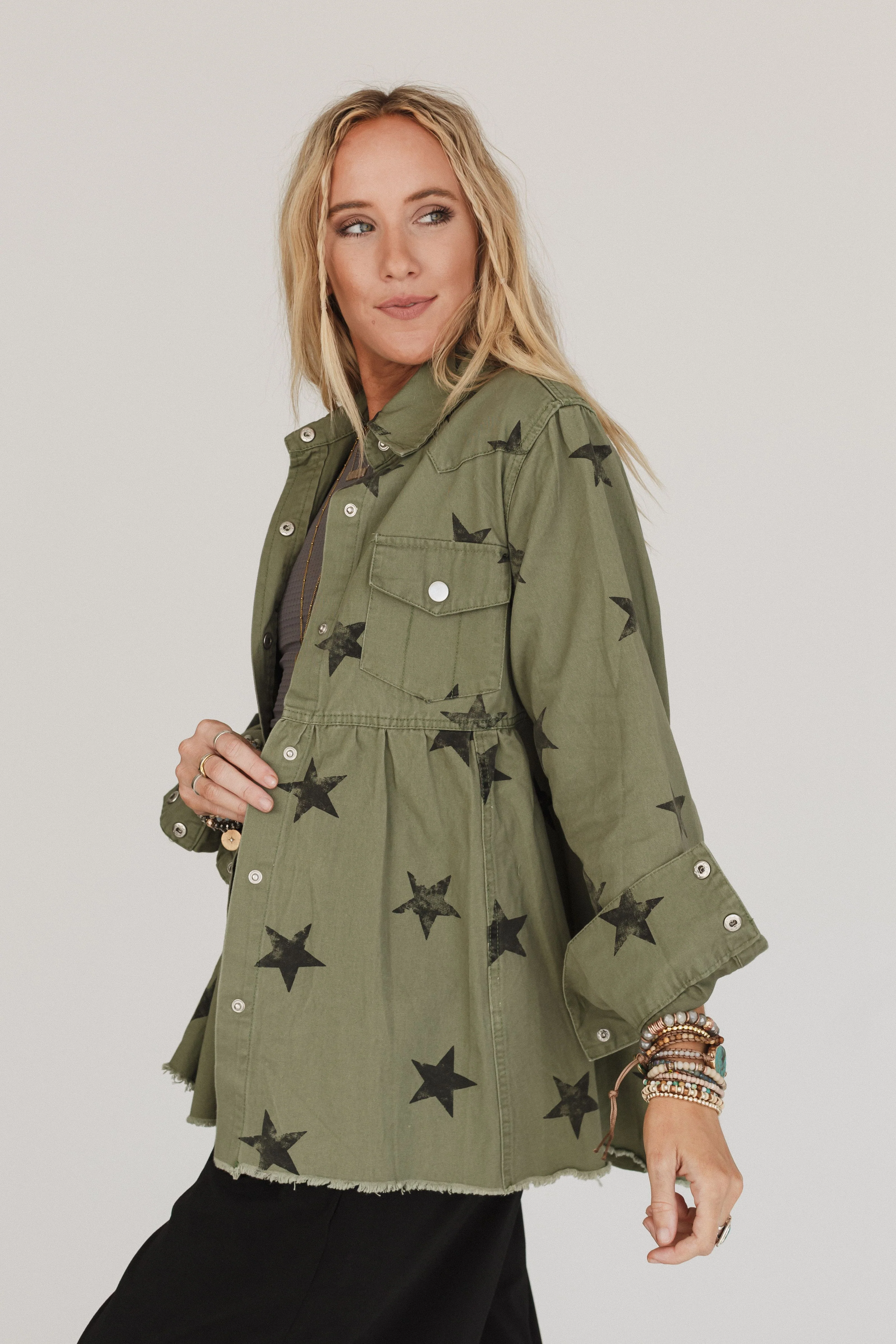 Made Of Stars Baby Doll Jacket - Olive - Image 5