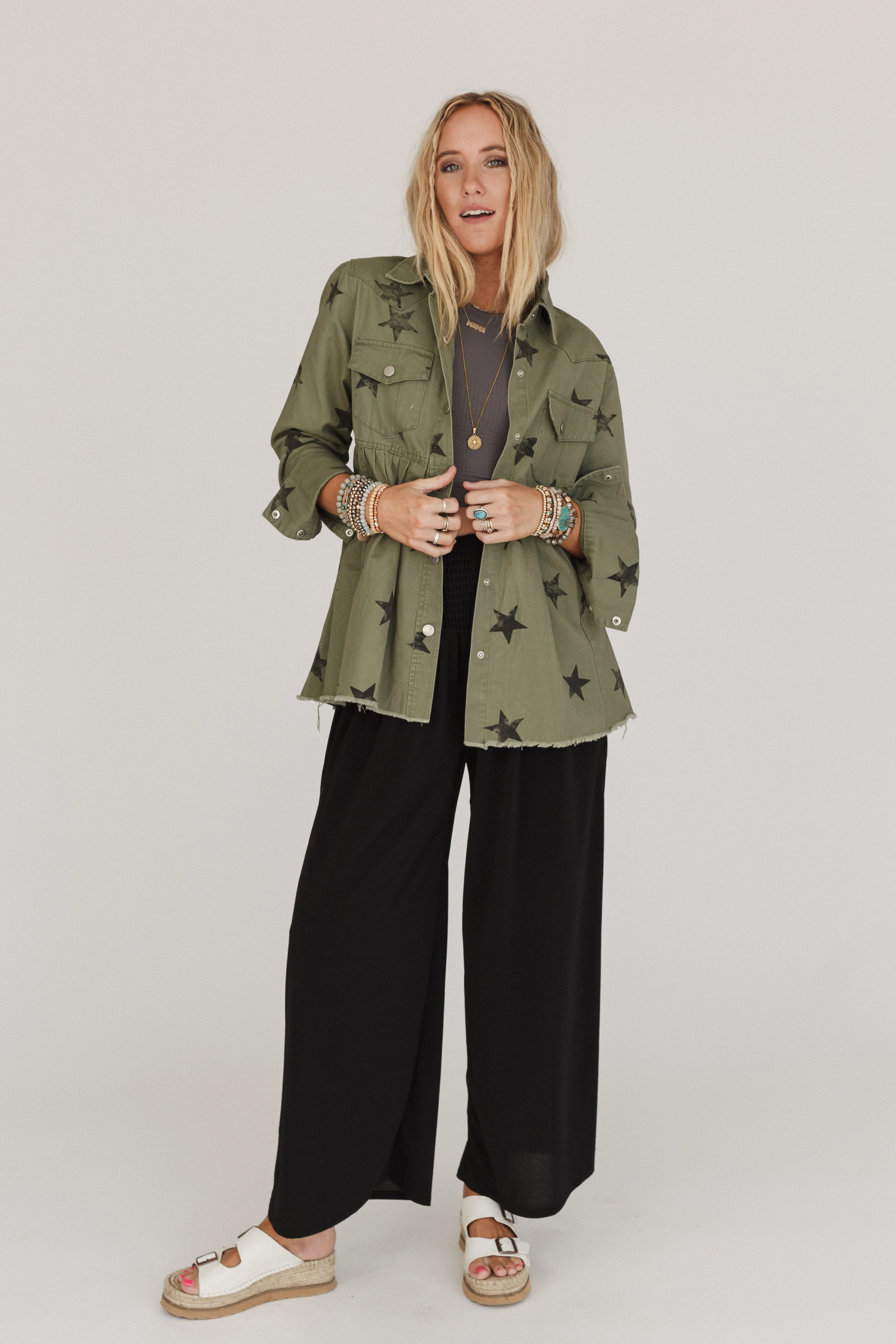 Made Of Stars Baby Doll Jacket - Olive - Image 6