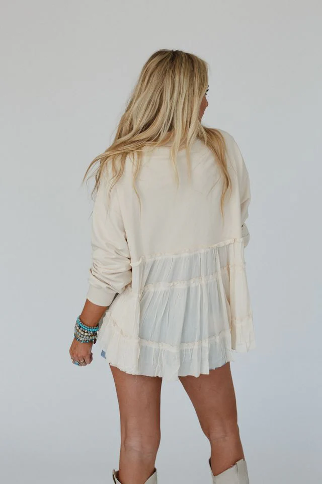 Madeira Tiered Babydoll Top - Beige - Image 4