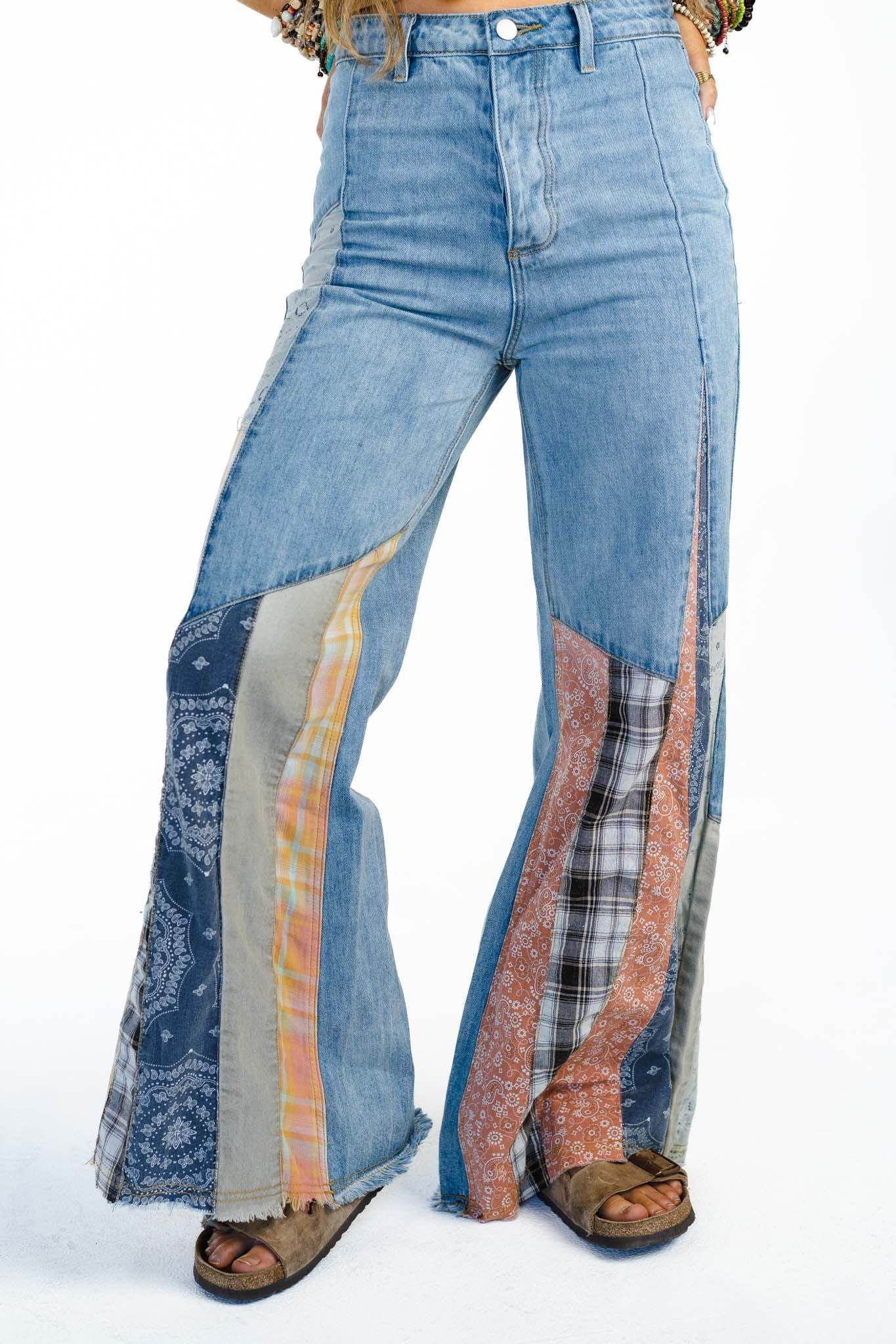 Magnolia Patchwork Jeans - Washed Denim - Image 4