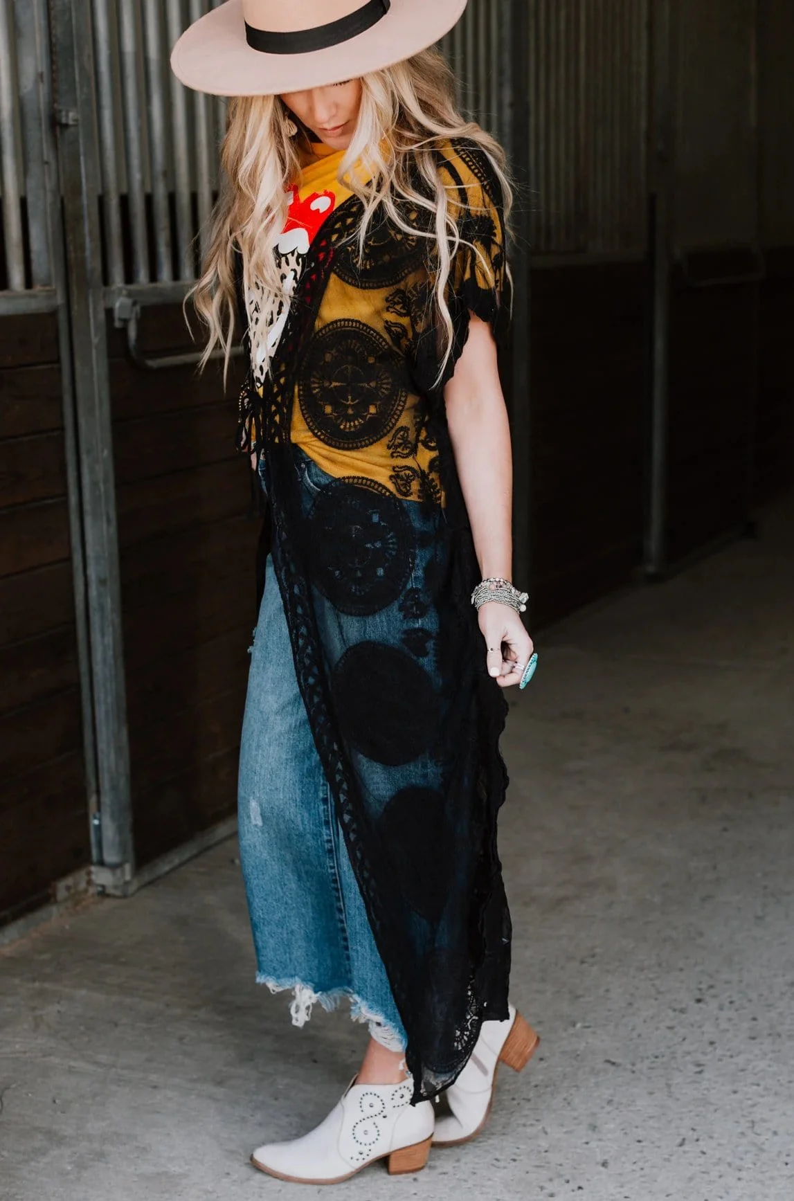 Cheri Scallop Lace Duster - Black - Image 2