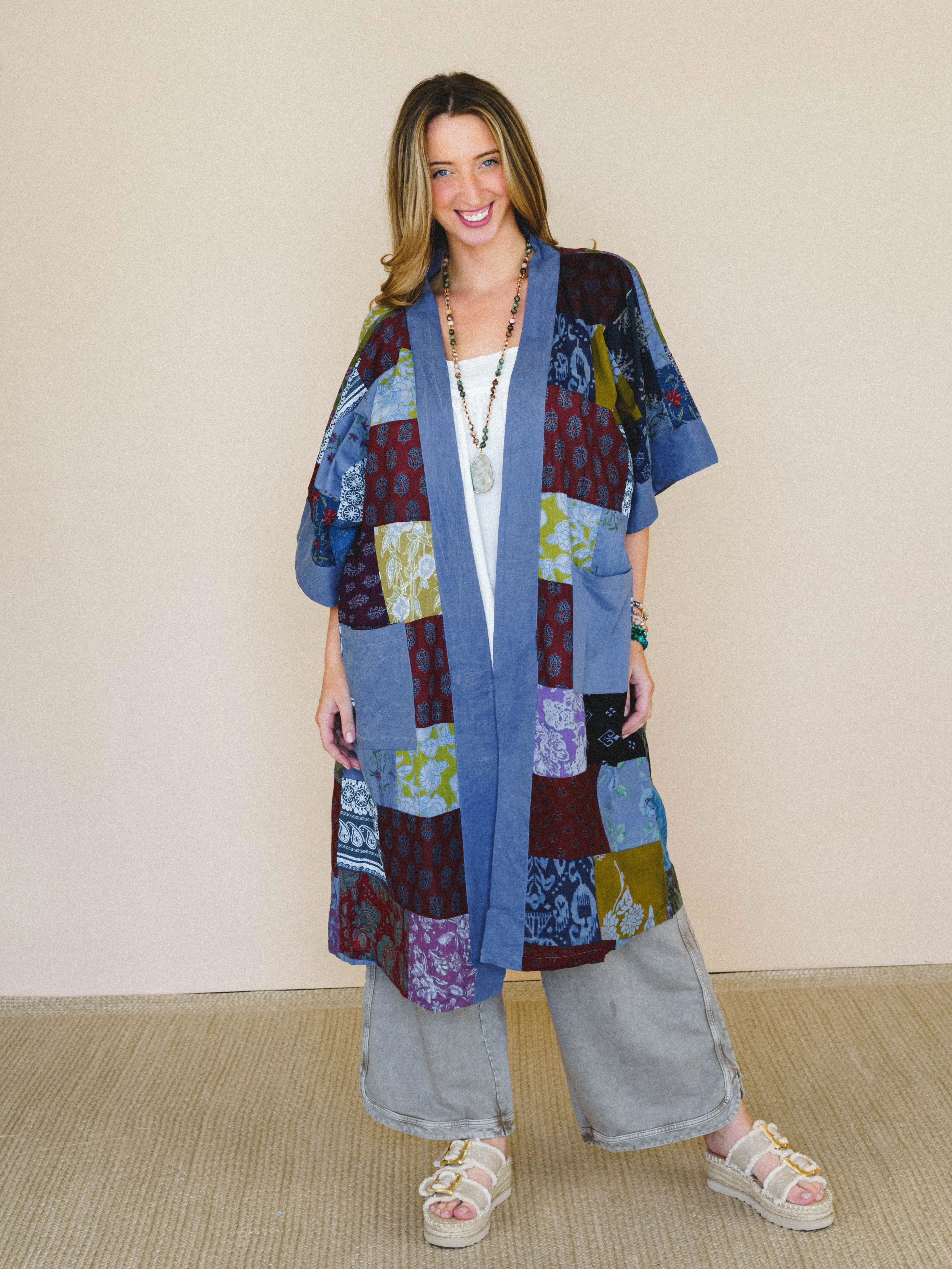 Market Maiden Patchwork Kimono - Blue Multi