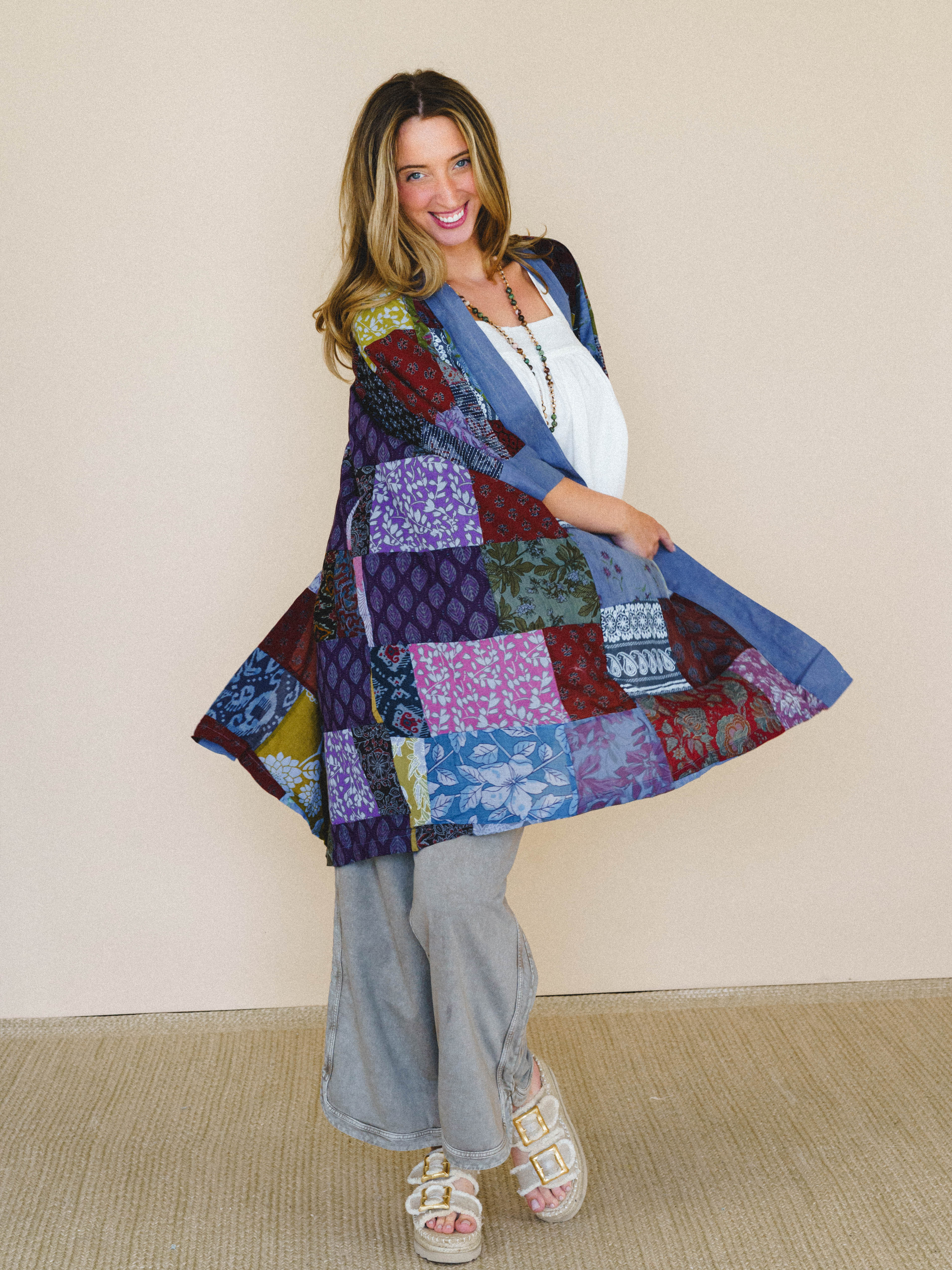 Market Maiden Patchwork Kimono - Blue Multi - Image 3