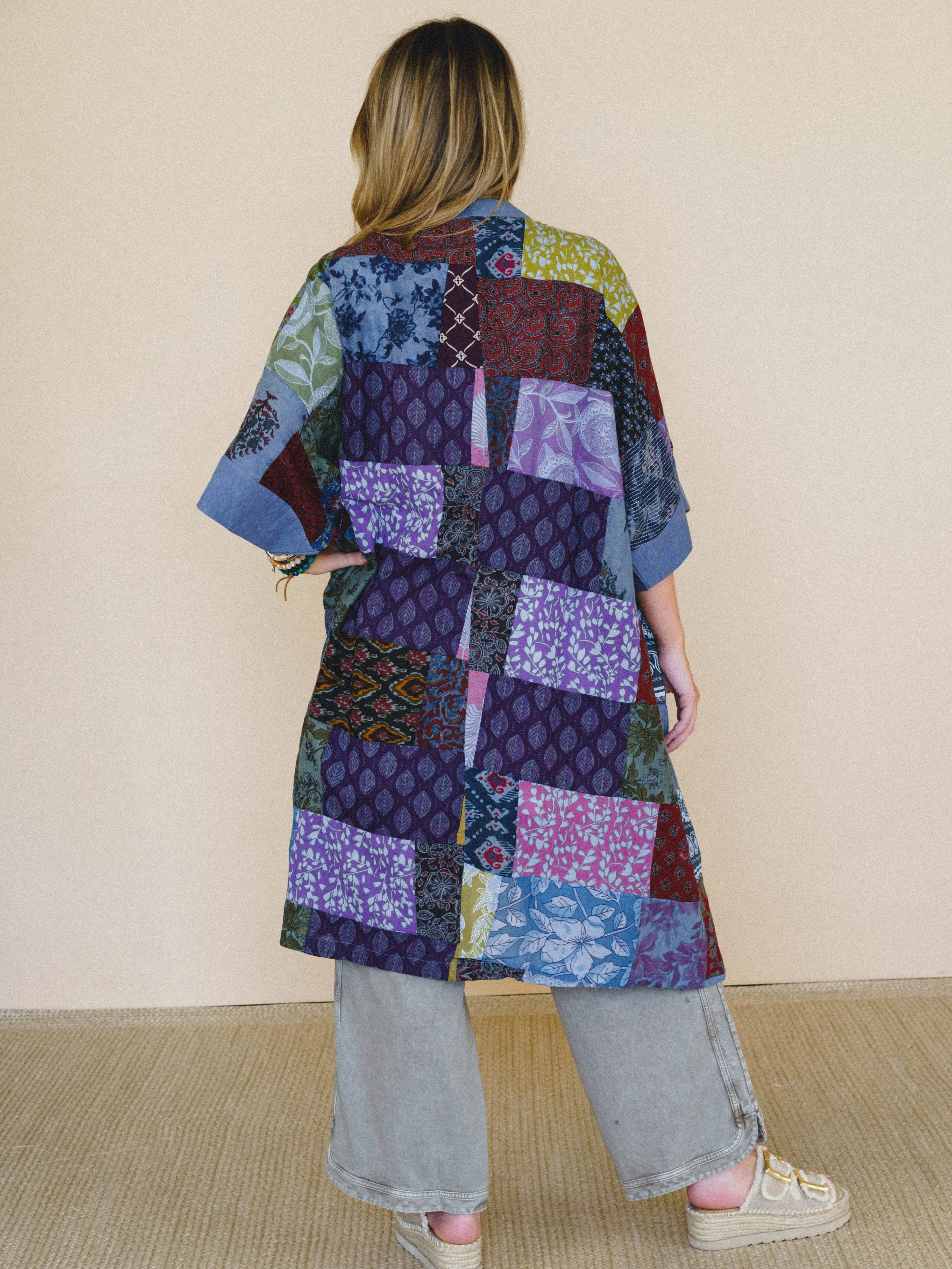 Market Maiden Patchwork Kimono - Blue Multi - Image 4