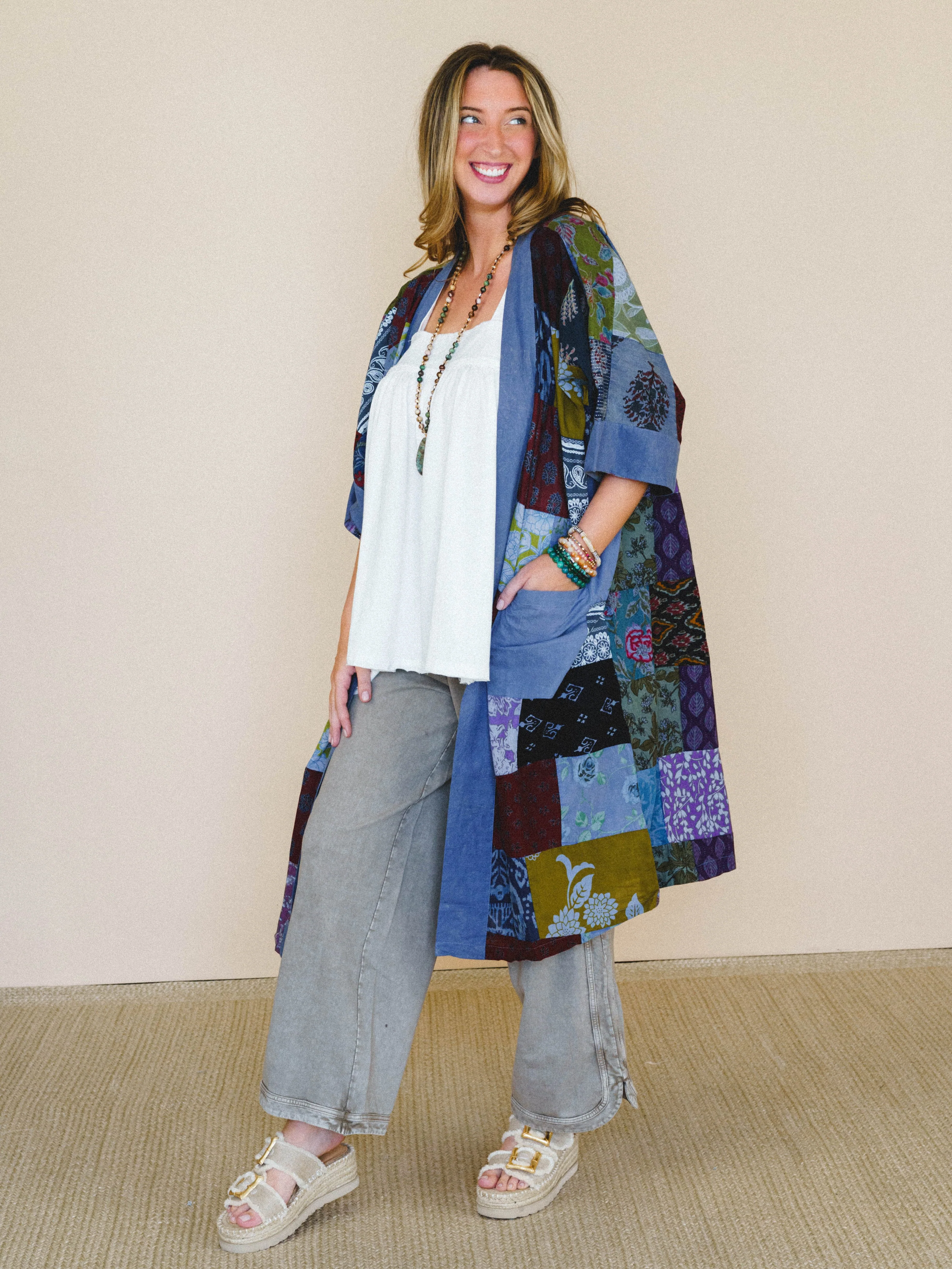 Market Maiden Patchwork Kimono - Blue Multi - Image 5