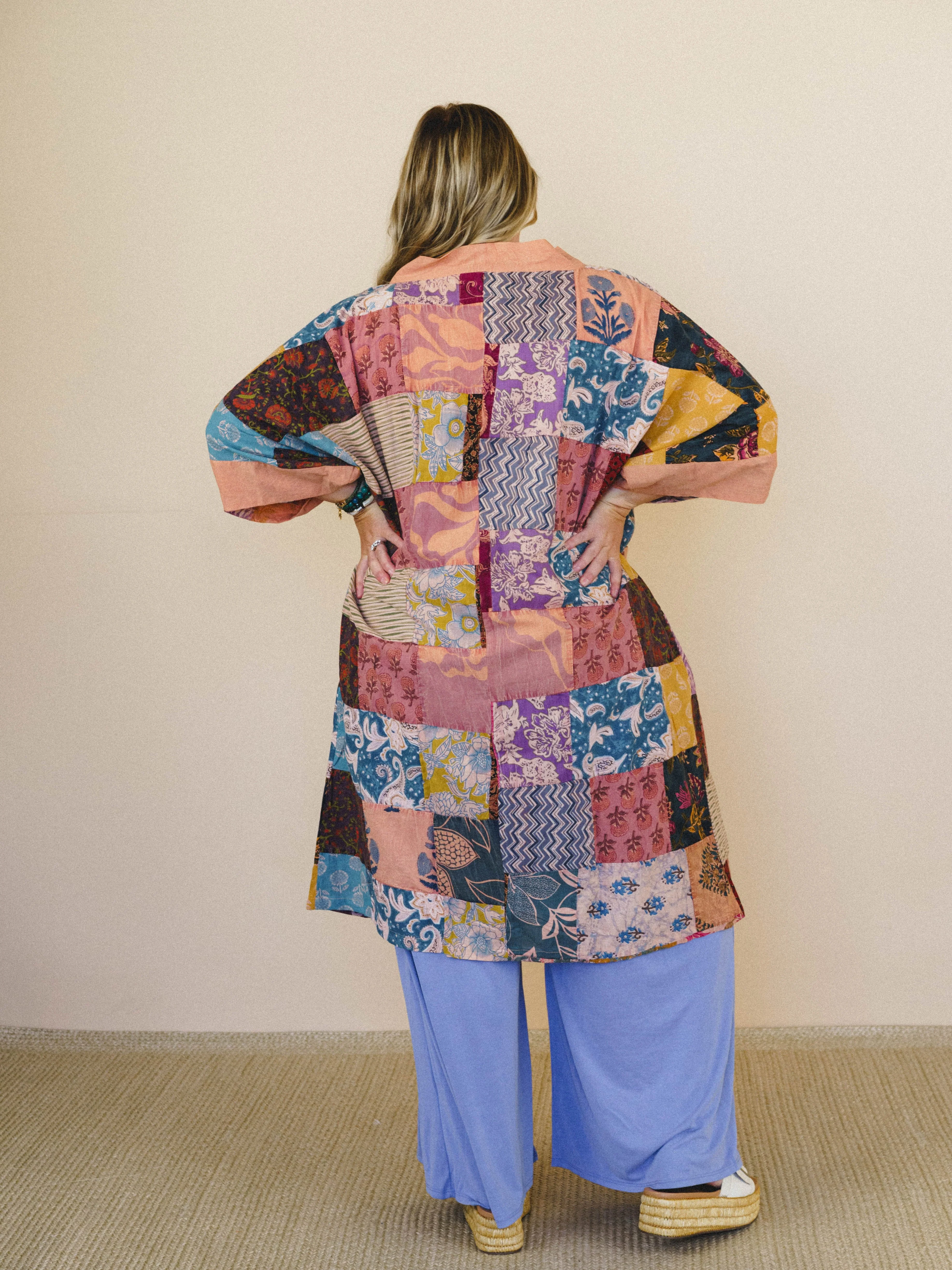 Market Maiden Patchwork Kimono - Peach Multi - Image 2