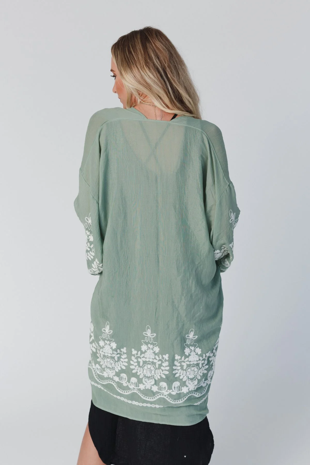Mazin Floral Kimono - Sage - Image 3