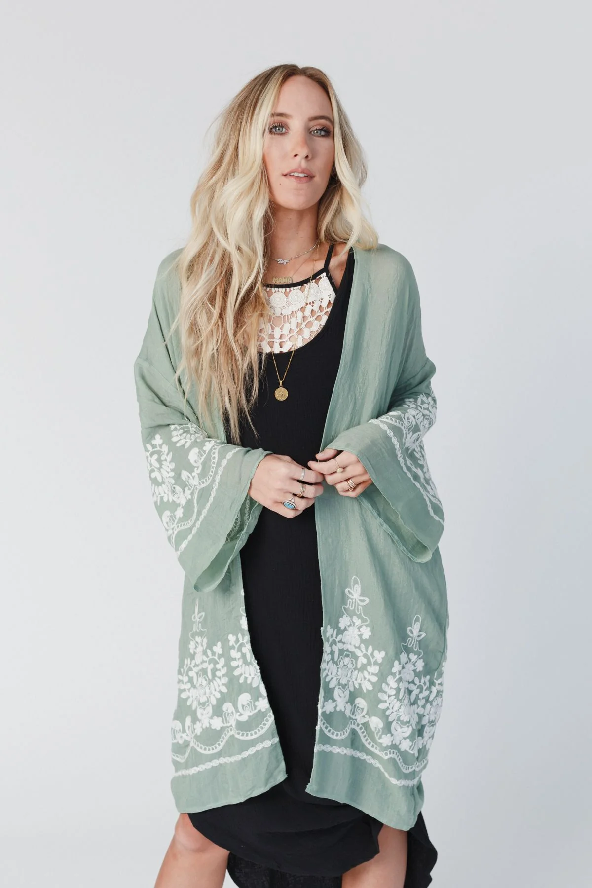 Mazin Floral Kimono - Sage - Pre Order