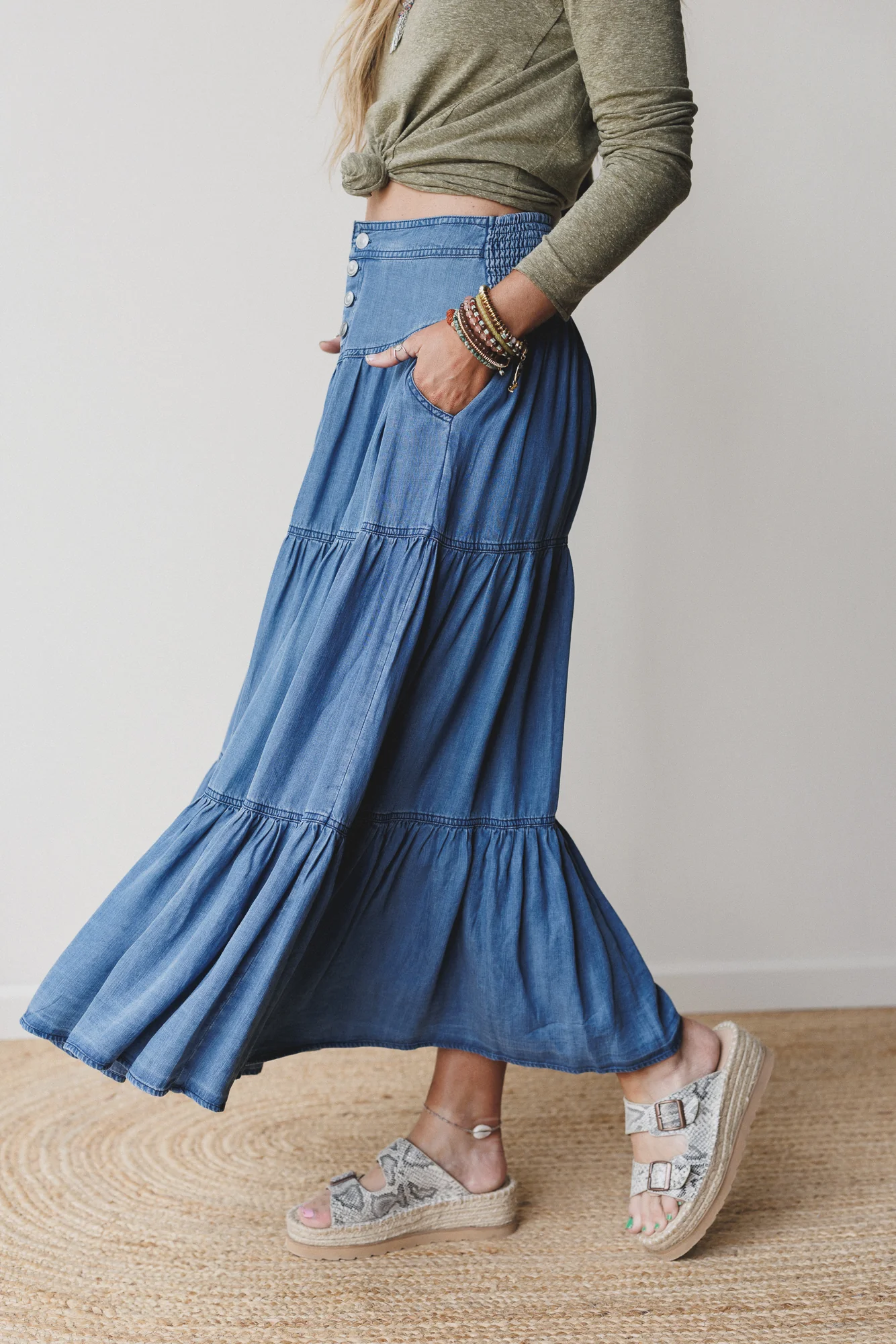 Meadow Blues Maxi Skirt - Denim - Image 4