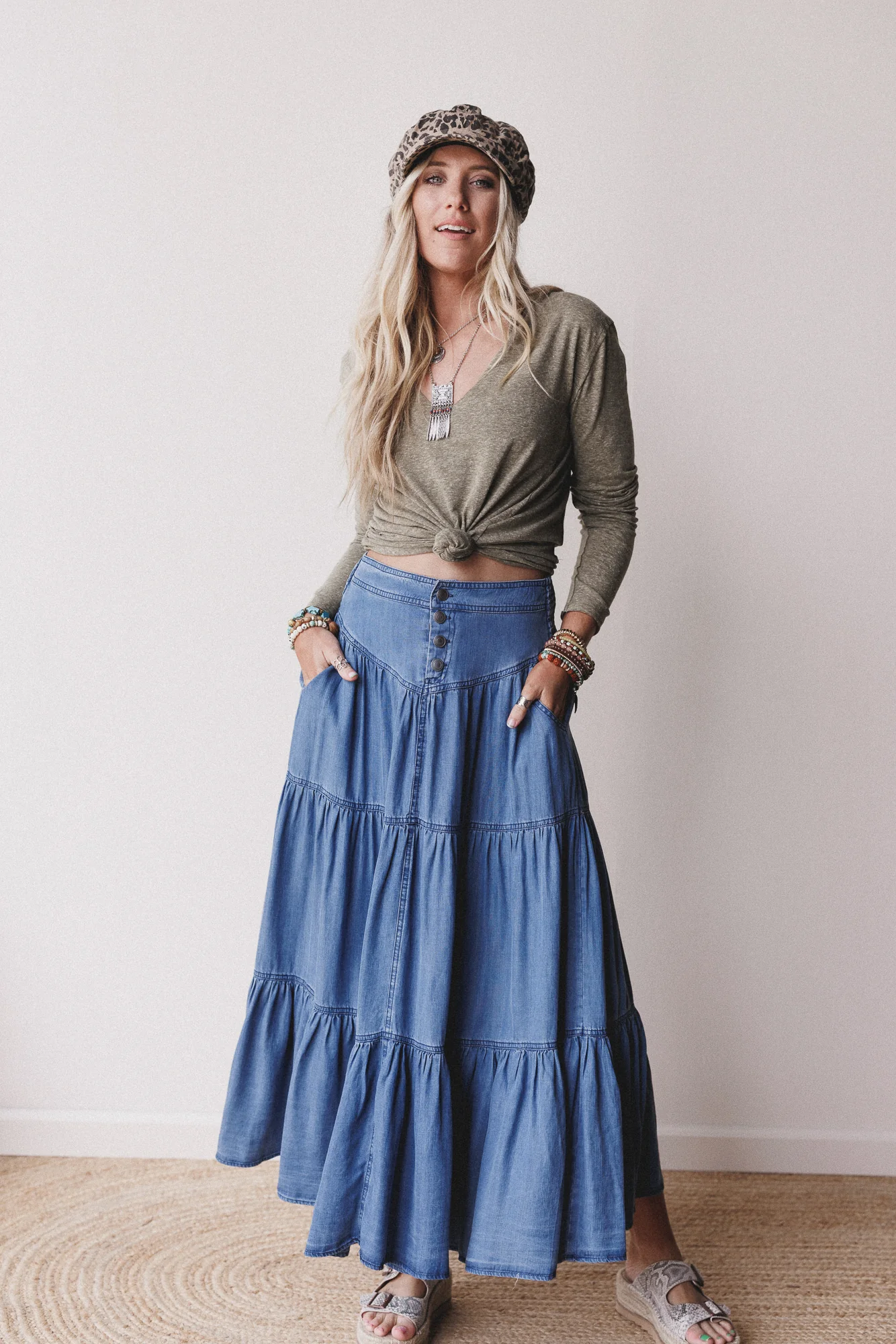 Meadow Blues Maxi Skirt - Denim - Pre Order