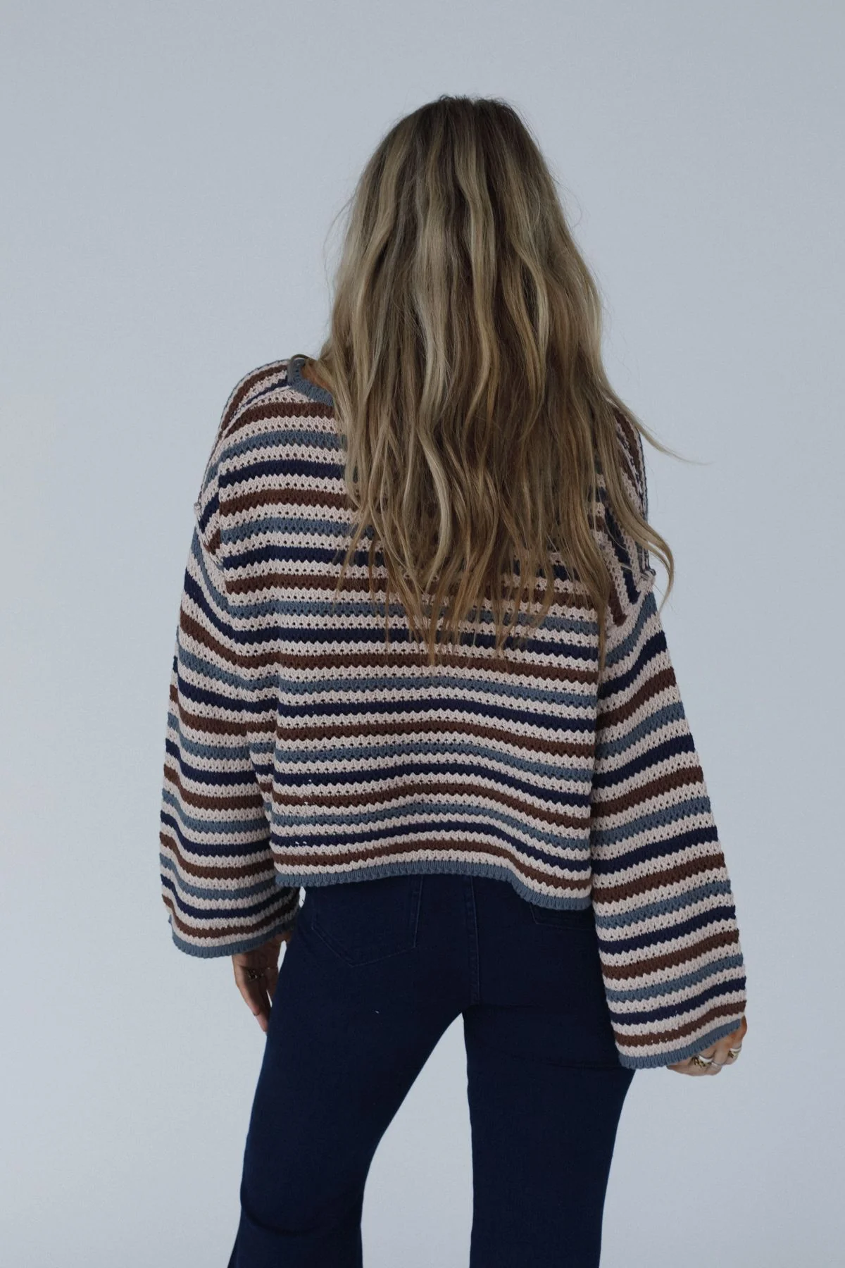 Meadow Crochet Striped Top - Taupe Multi - Image 4