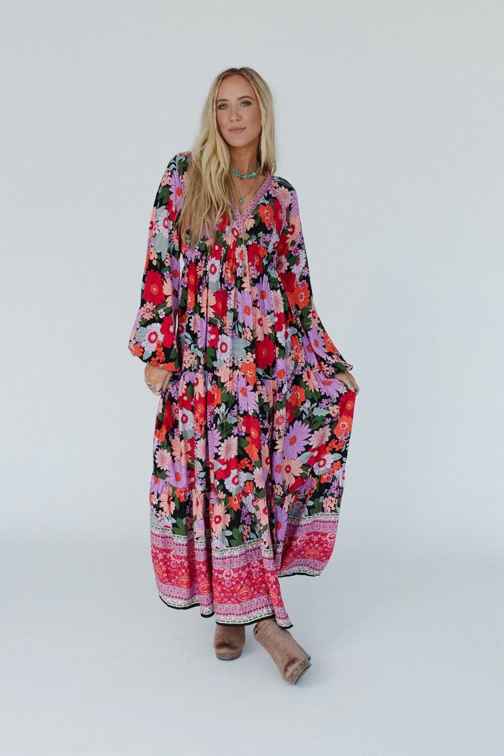 Meadow Edge Maxi Dress - Black Multi - Image 10