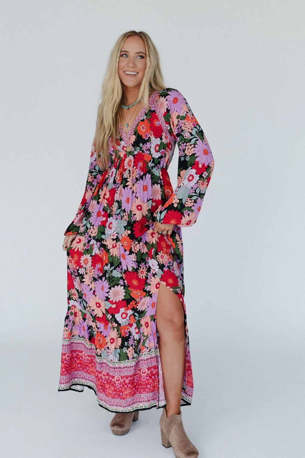 Meadow Edge Maxi Dress - Black Multi - Image 2