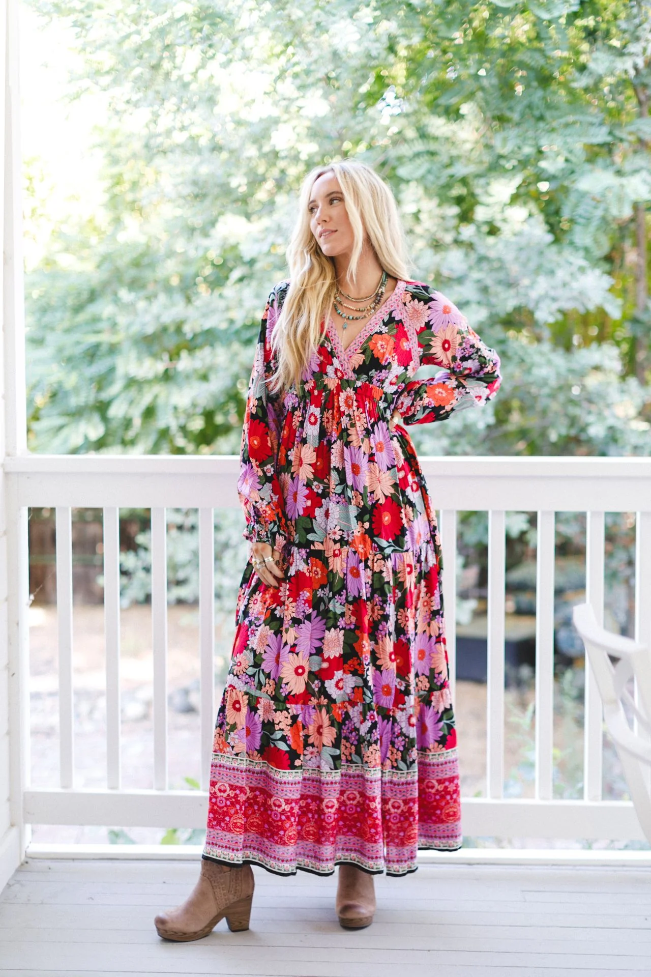 Meadow Edge Maxi Dress - Black Multi - Image 6