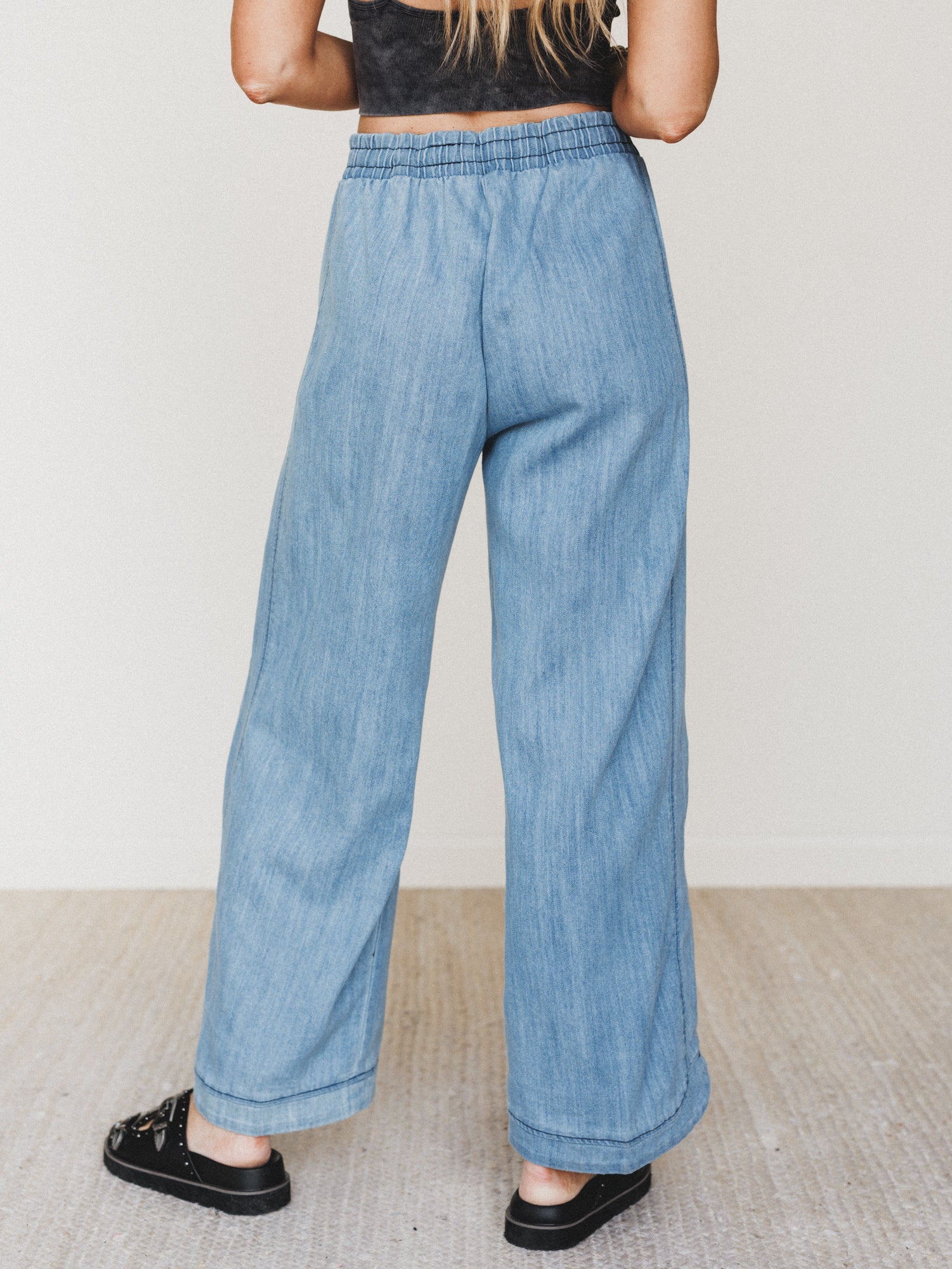 So Comfy Wide Leg Denim Pant - Light Indigo - Image 5