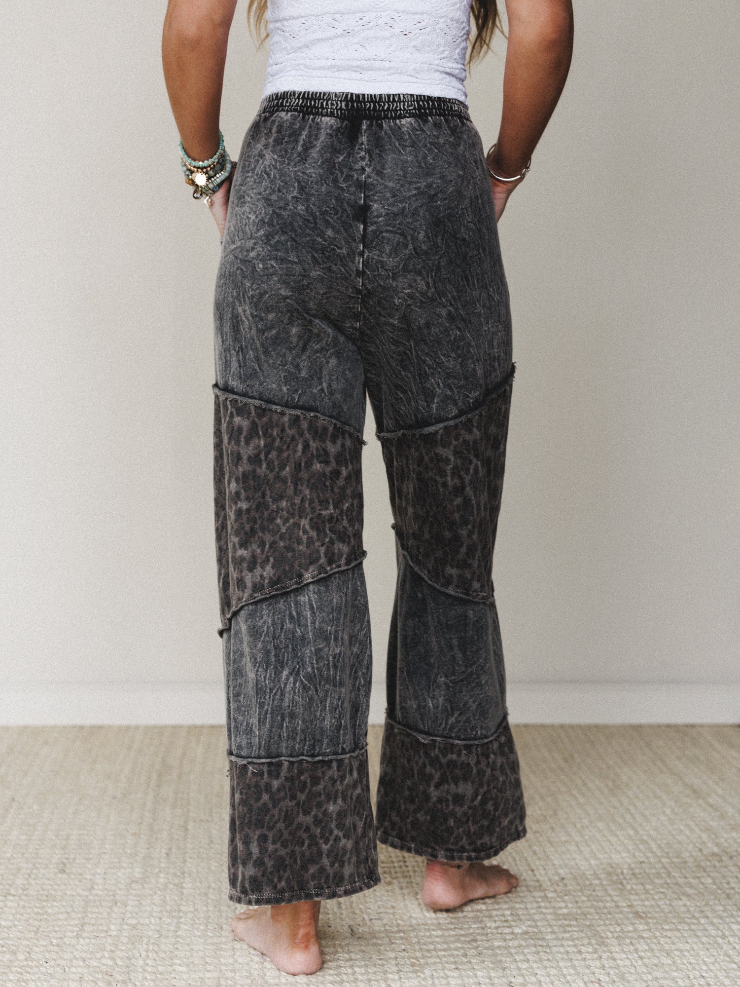 Milana Leopard Print Wide Leg Pants - Ash Black - Image 5