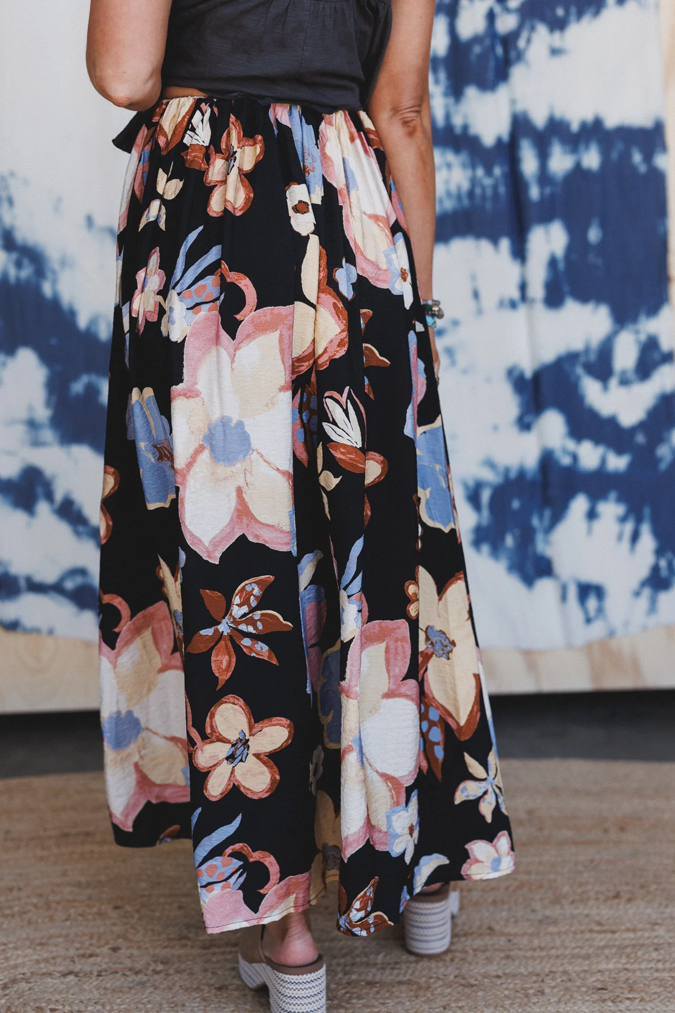 Mirra Floral Maxi Skirt - Black - Image 5
