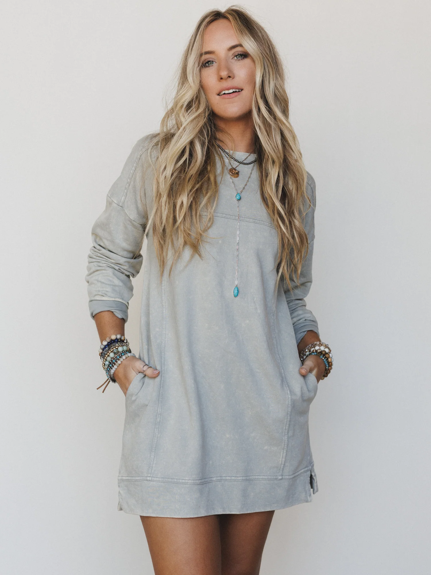 Mission Cozy Sweatshirt Dress  - Sleet - Image 4