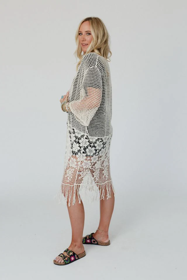 Mix It Up Crochet Kimono - Natural - Image 4