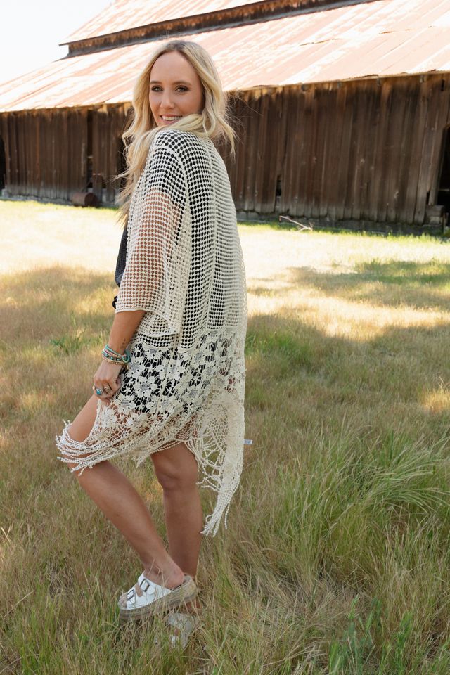 Mix It Up Crochet Kimono - Natural - Image 6
