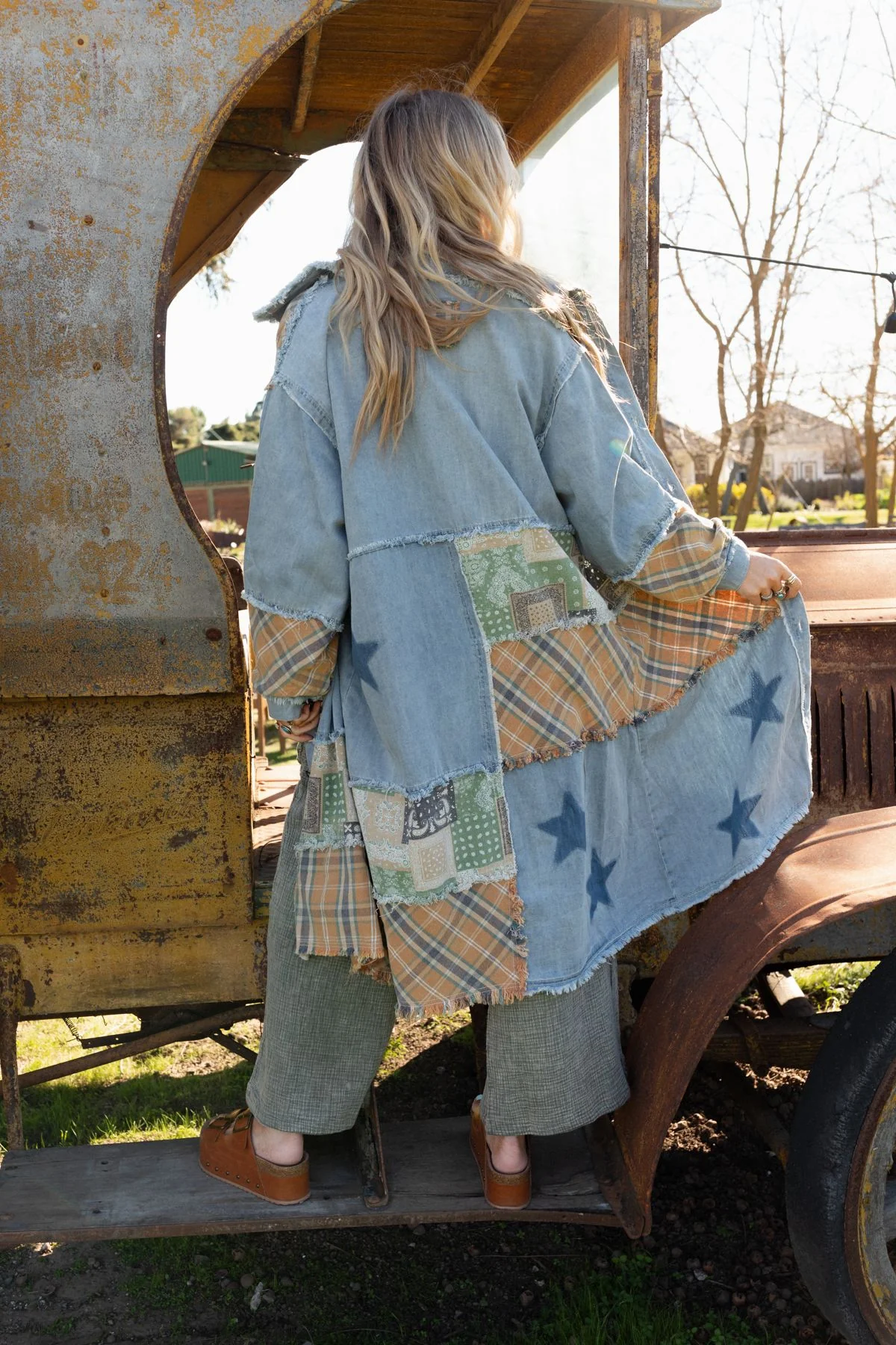 Monroe Patchwork Duster Jacket - Denim - Image 2