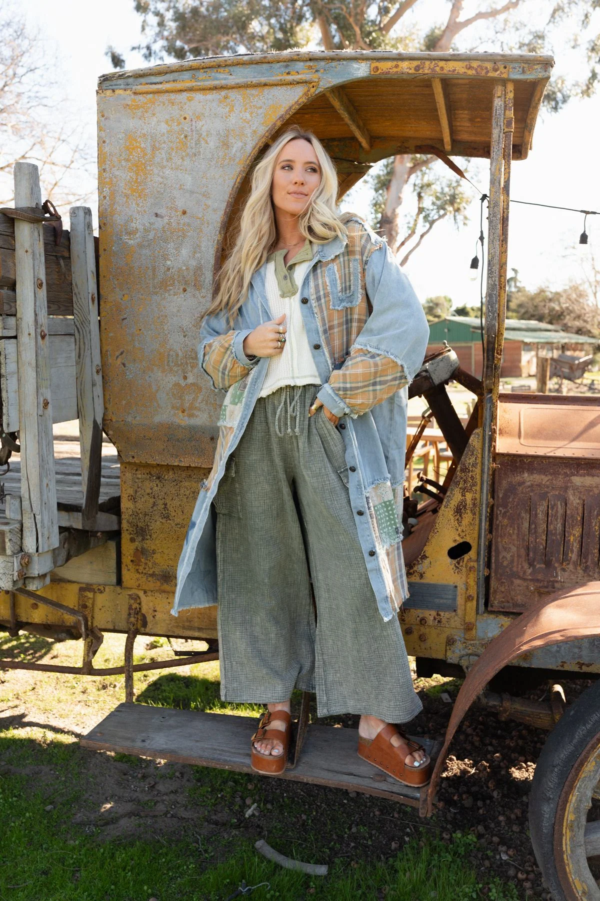 Monroe Patchwork Duster Jacket - Denim - Image 4